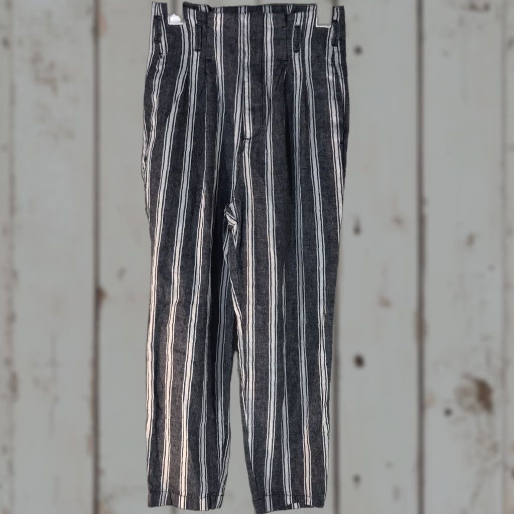 Abercrombie & Fitch Abercrombie & Fitch Women's Linen Blend Striped High Rise Pants S Blue White Casual Dressy Size 28" / US 6 / IT 42 - 1 Thumbnail