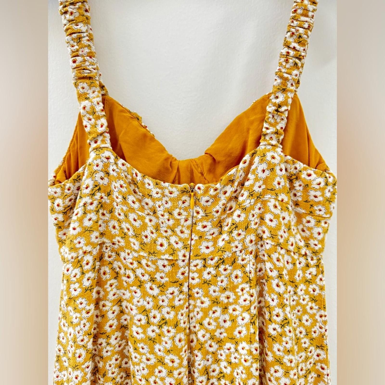 Aeropostale Aeropostale Mustard Yellow Floral Mini Dress- Size XS Size XS / US 0-2 / IT 36-38 - 3 Thumbnail