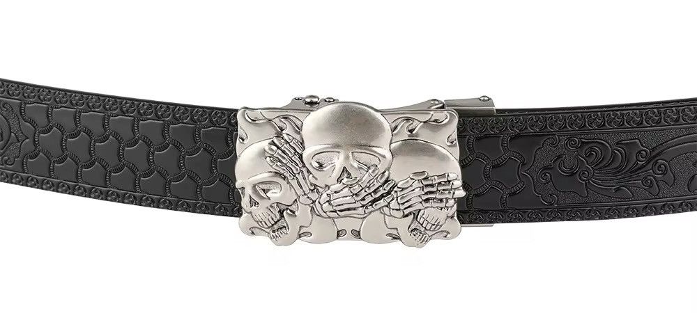 Vintage Gothic Skull Skeleton Buckle Belt Size ONE SIZE - 2 Thumbnail
