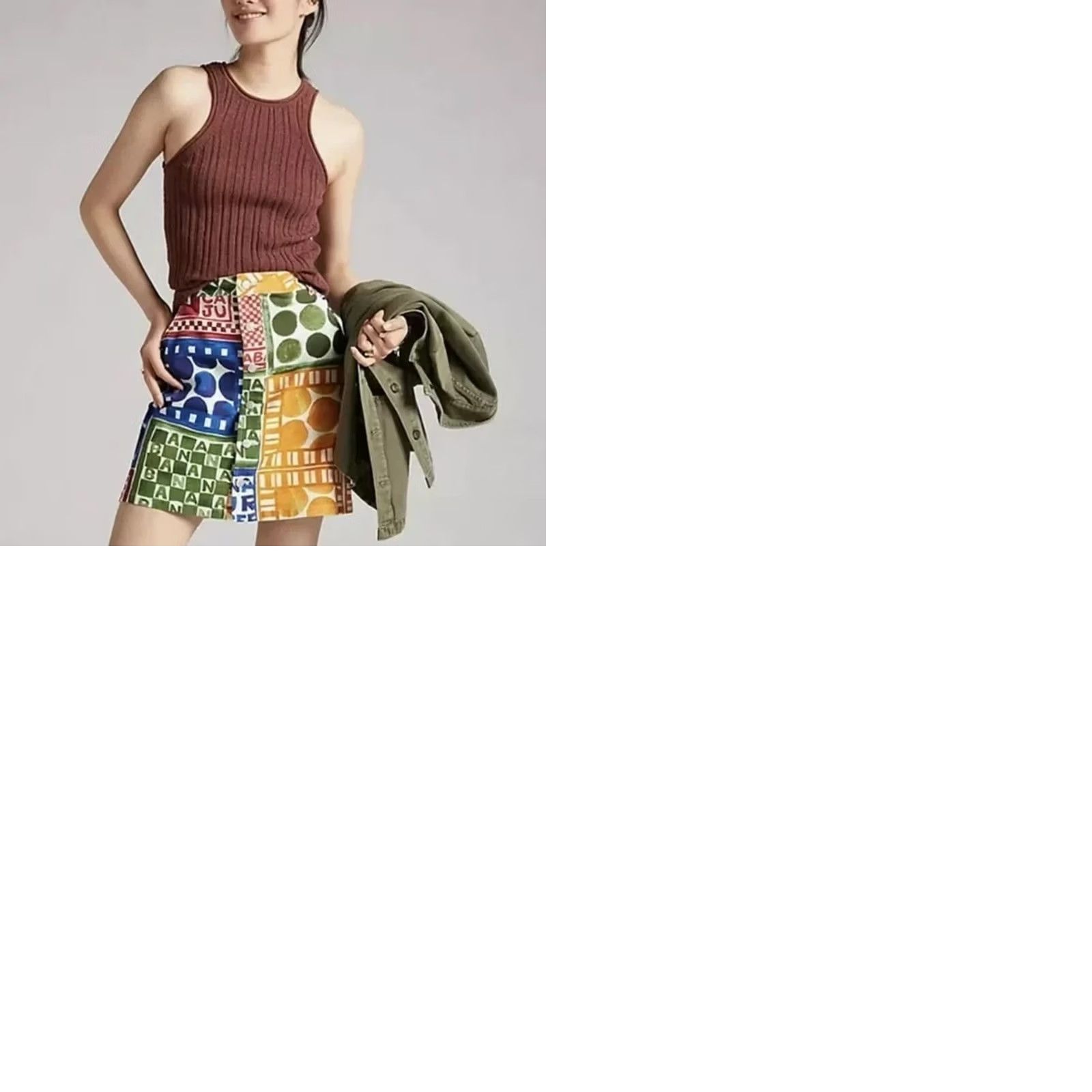 Farm Rio Farm Rio Shirt Skirt XS Multicolor Button Front Denim Mini Boho Bohemian Women Short 18" 28" Waist 32" Hip Weathers All Seasons Size 26" / US 2 / IT 38 - 9 Thumbnail