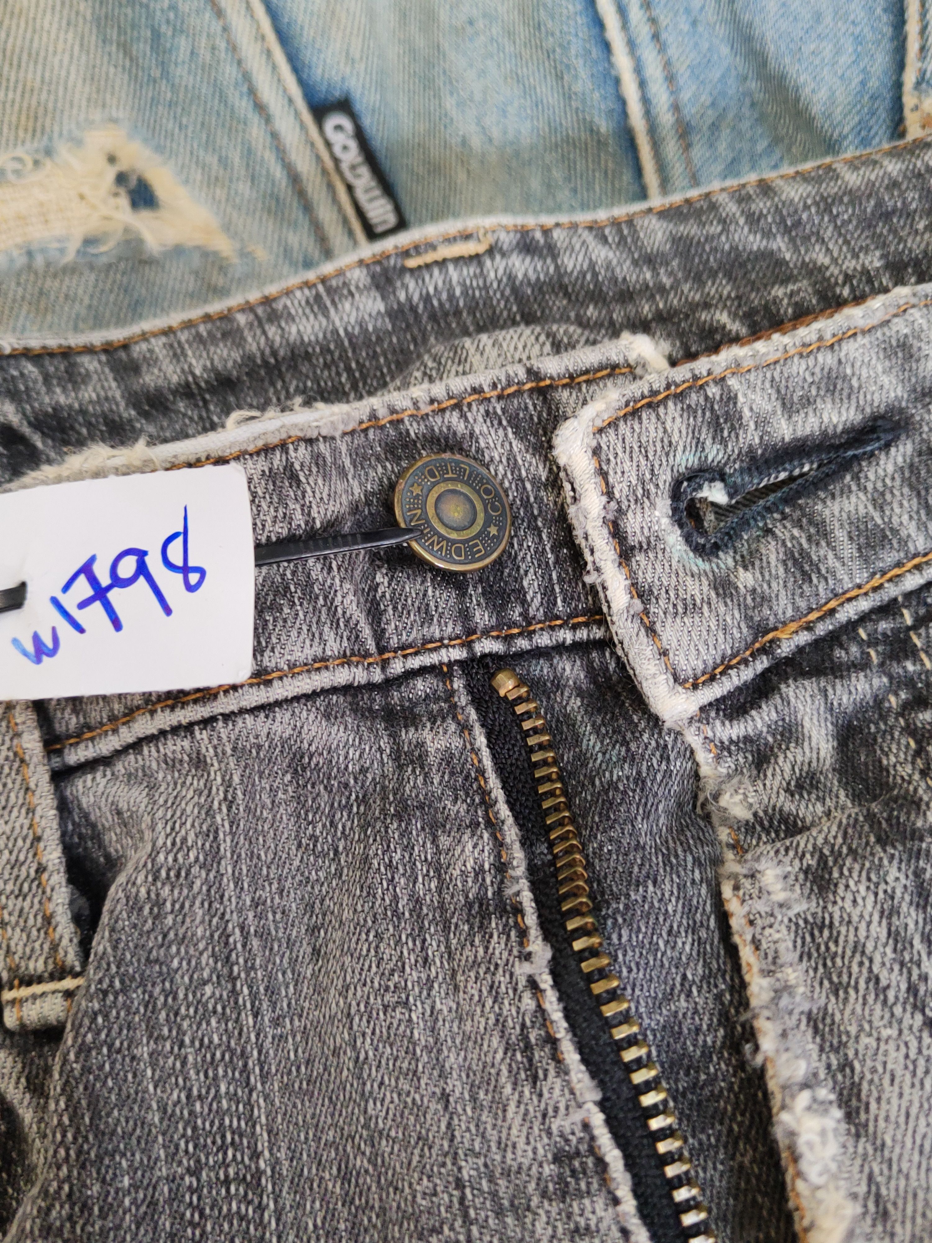 Edwin Edwin Black Distressed Ripped Jeans #W1798 Size US 30 / EU 46 - 19 Thumbnail