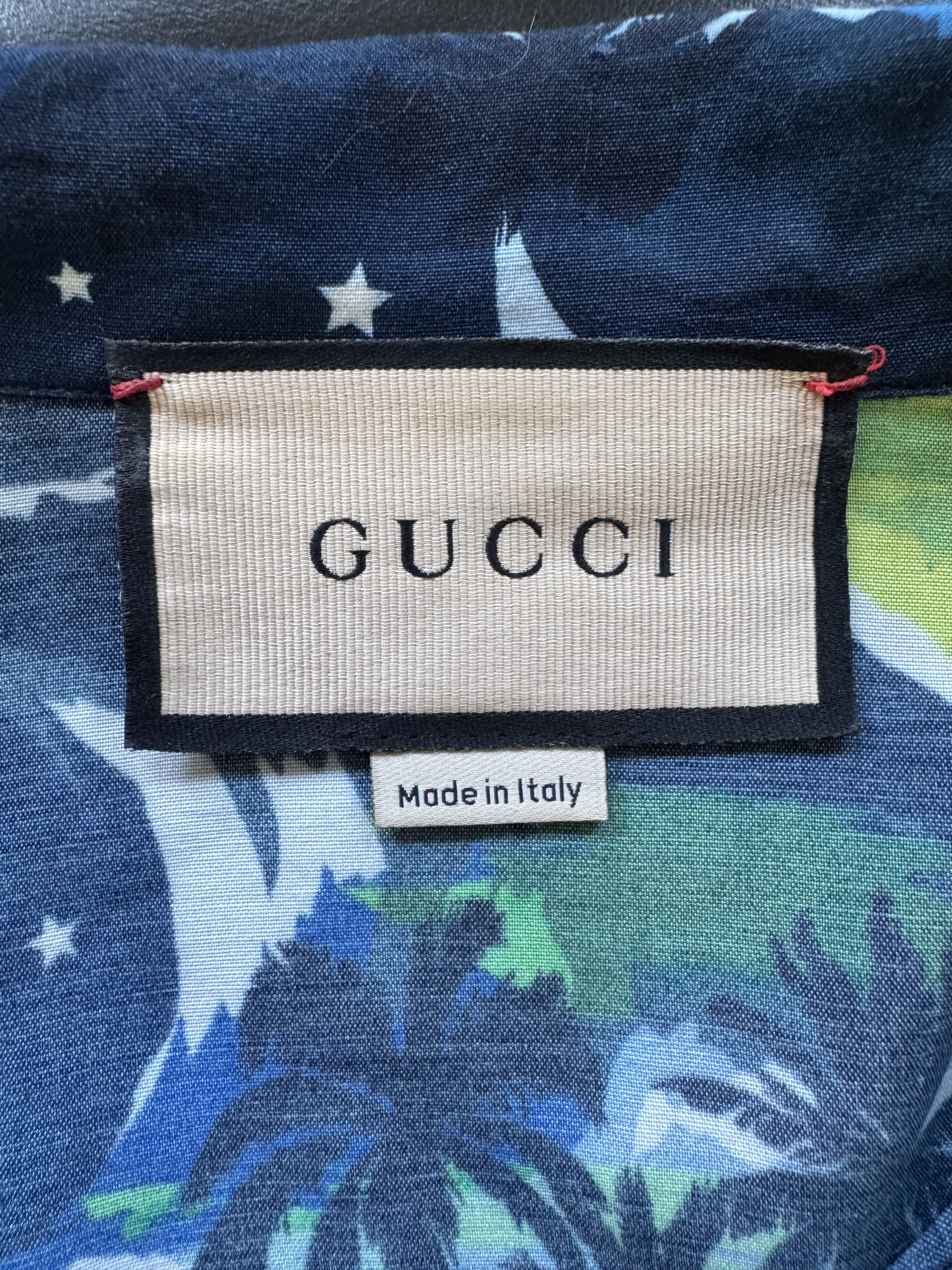 Gucci UFO Cat Print Bowling Shirt Size US L / EU 52-54 / 3 - 12 Thumbnail