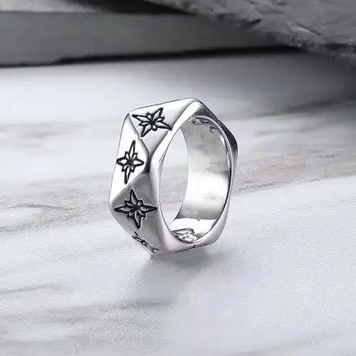 Jewelry Stainless Steel Star Polygon Ring Size ONE SIZE - 3 Thumbnail