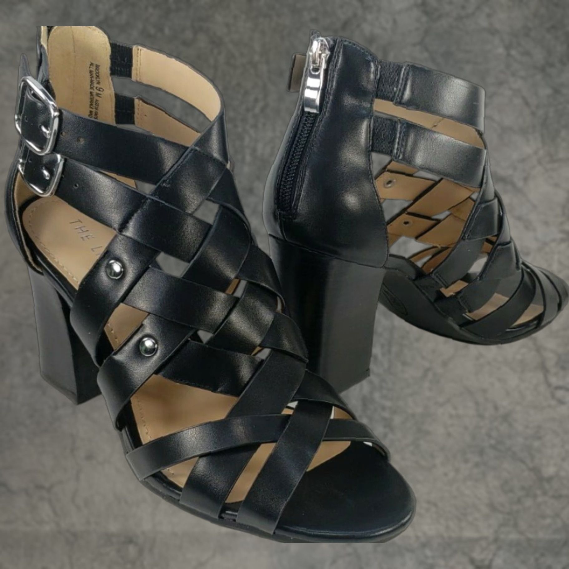 Vintage The Limited Brooklyn High Heel Women's Strappy Open Toe Sandal Black Leather Size 9M Zip Size US 9 / IT 39 - 1 Thumbnail