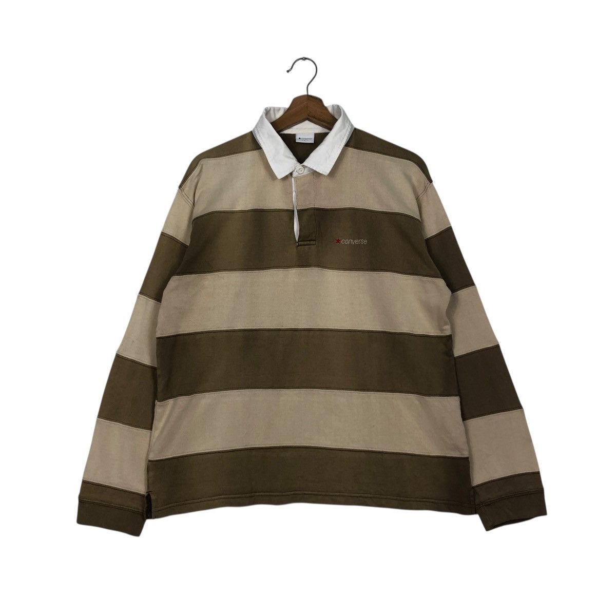 Japanese Brand 🔥VINTAGE LONG SLEEVE POLO COLLAR CONVERSE STRIPED DESIGN Size US L / EU 52-54 / 3 - 3 Thumbnail