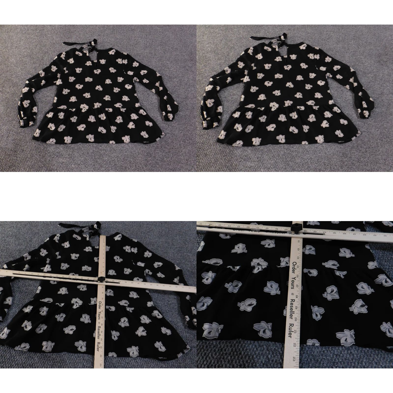 Ann Taylor Loft Ann Taylor Loft Blouse Shirt Womens XS Petite Black Floral Long Sleeve V-Neck Back Tie Casual Size XS / US 0-2 / IT 36-38 - 8 Thumbnail