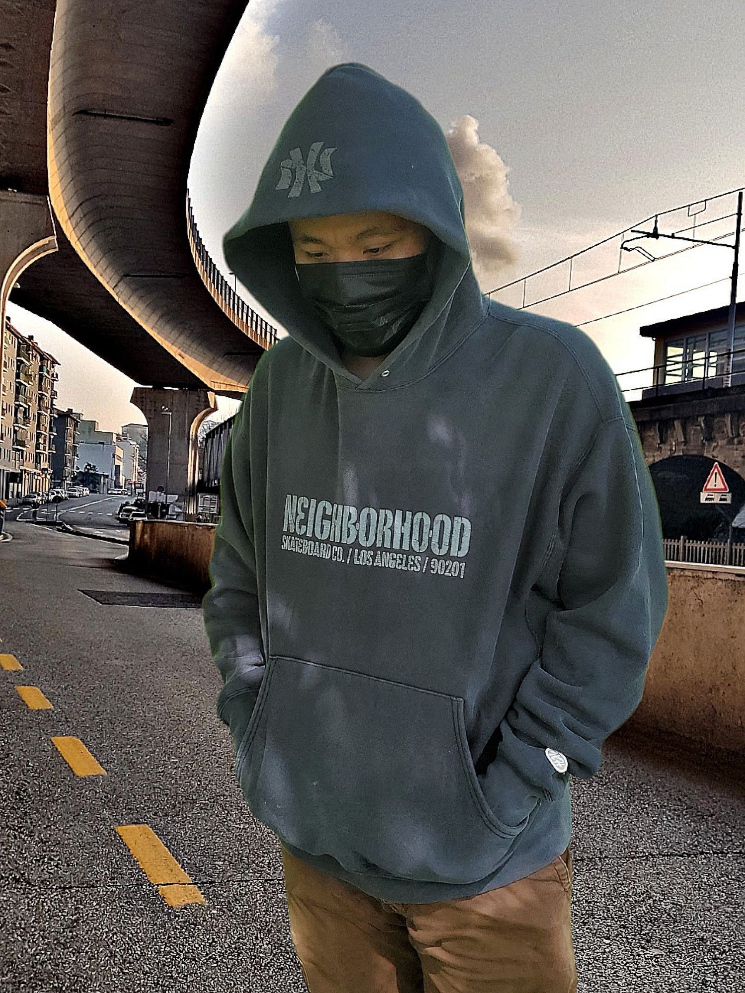 image of Vintage 90's Neighborhood Skateboard Co. Sunfade Trashed in Faded Black, Men's (Size XL)