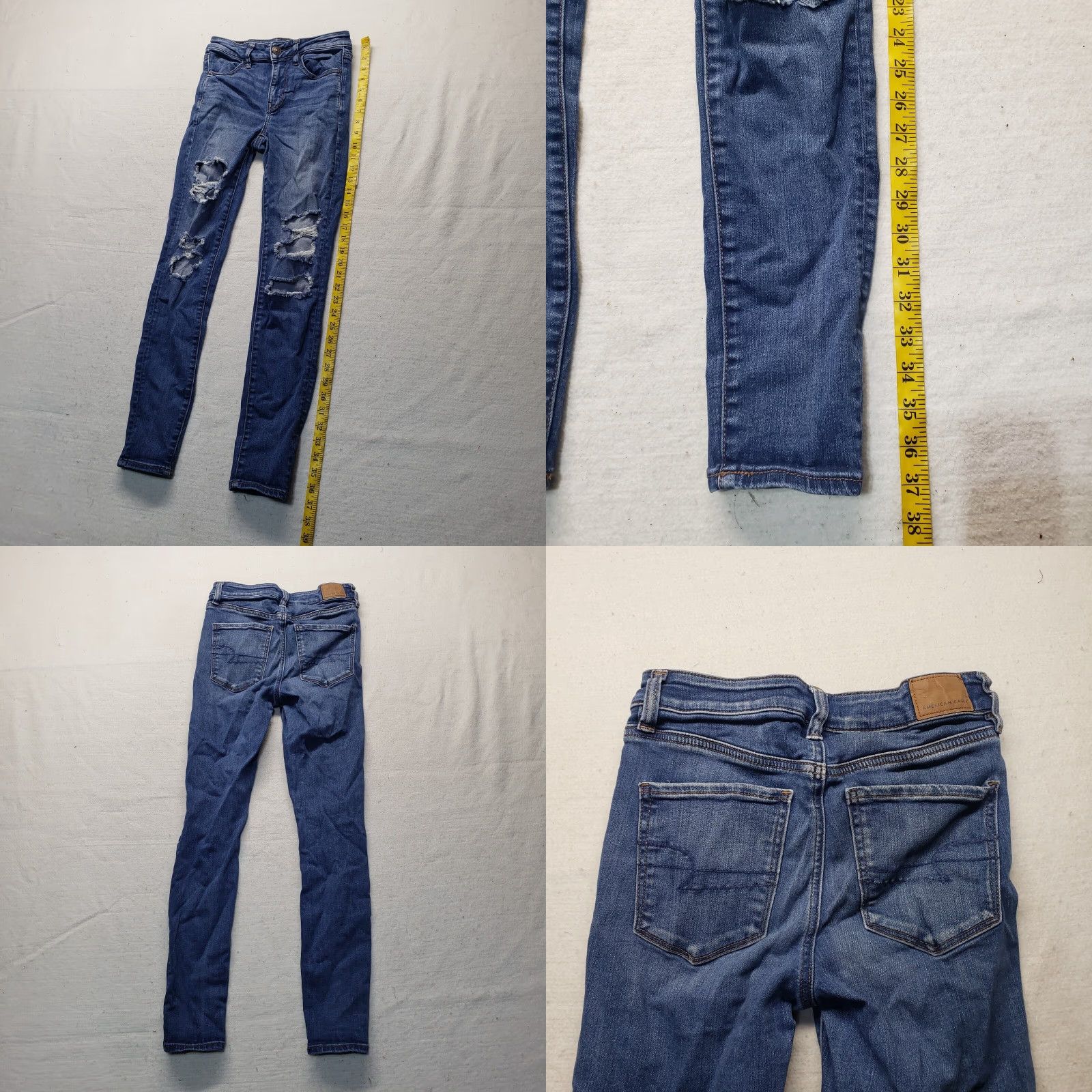 American Eagle Outfitters American Eagle Next Level Jegging Mid Rise Stretch Distressed 4 Adult Women's Size 27" / US 4 / IT 40 - 8 Thumbnail
