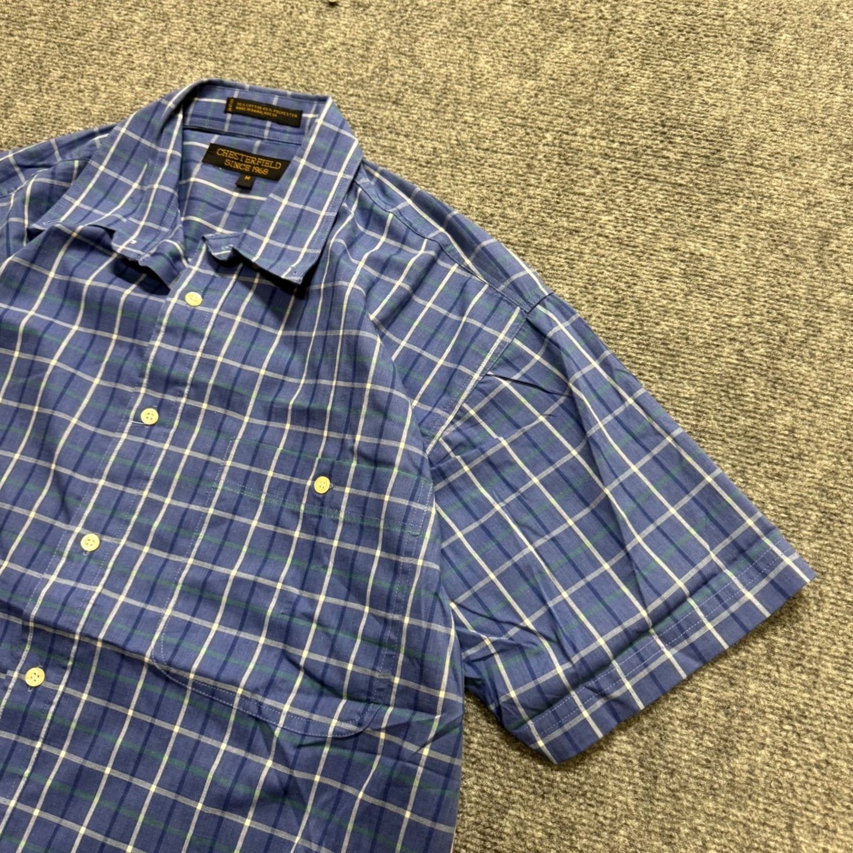 Vintage VINTAGE Chester Fields Plaid Button Up Shirt Mens M Short-sleeve Blue White 90s Mens Shirt Size US M / EU 48-50 / 2 - 2 Thumbnail