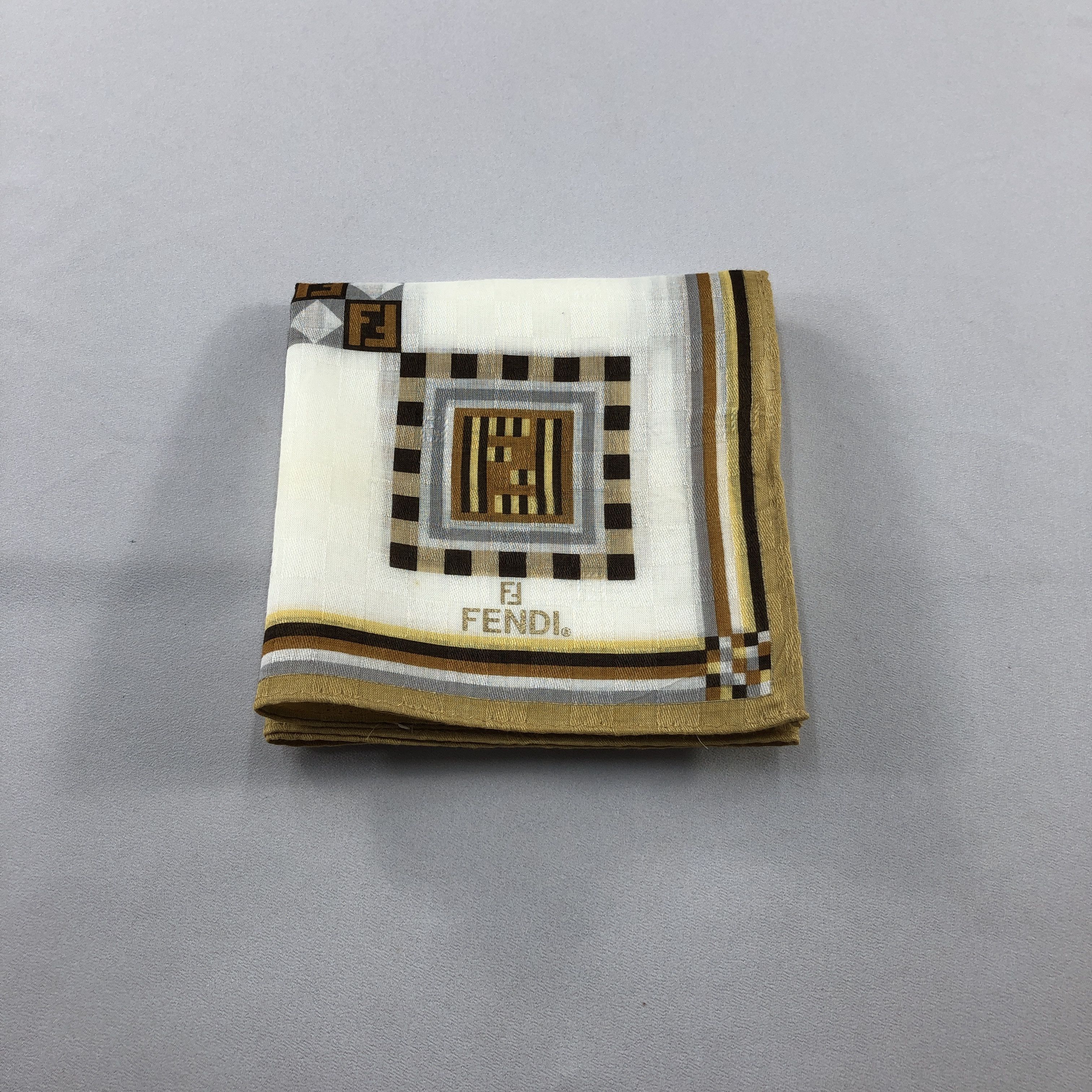 Japanese Brand Fendi Monogram FF Handkerchief Neckerchief Bandana H2998 Size ONE SIZE - 8 Thumbnail