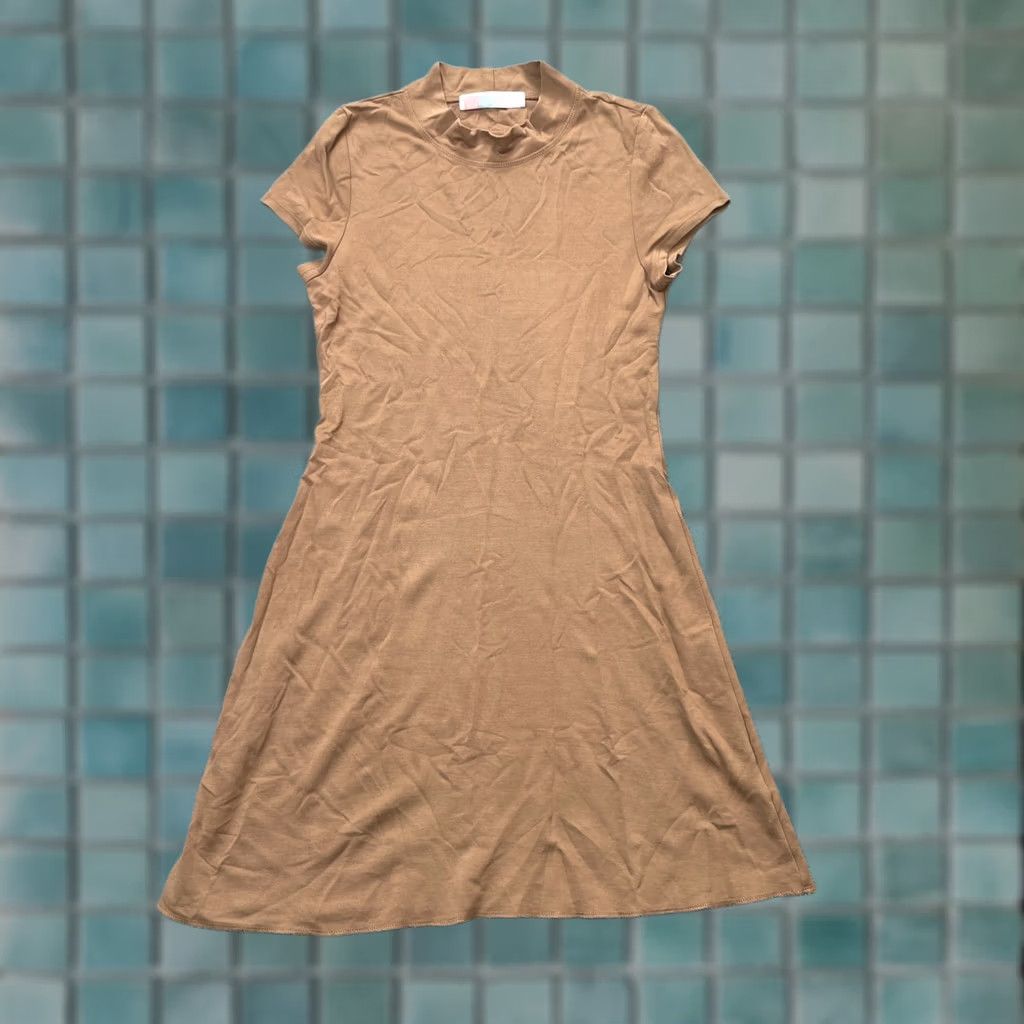Free People Free People Womens Small Brown Beach A Line Mock Neck Stretch Cocktail Dress Size S / US 4 / IT 40 - 1 Thumbnail
