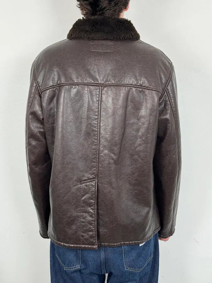 Armani Armani Brown Shearling Collar Faux Leather Buttoned Jacket Size US L / EU 52-54 / 3 - 3 Thumbnail