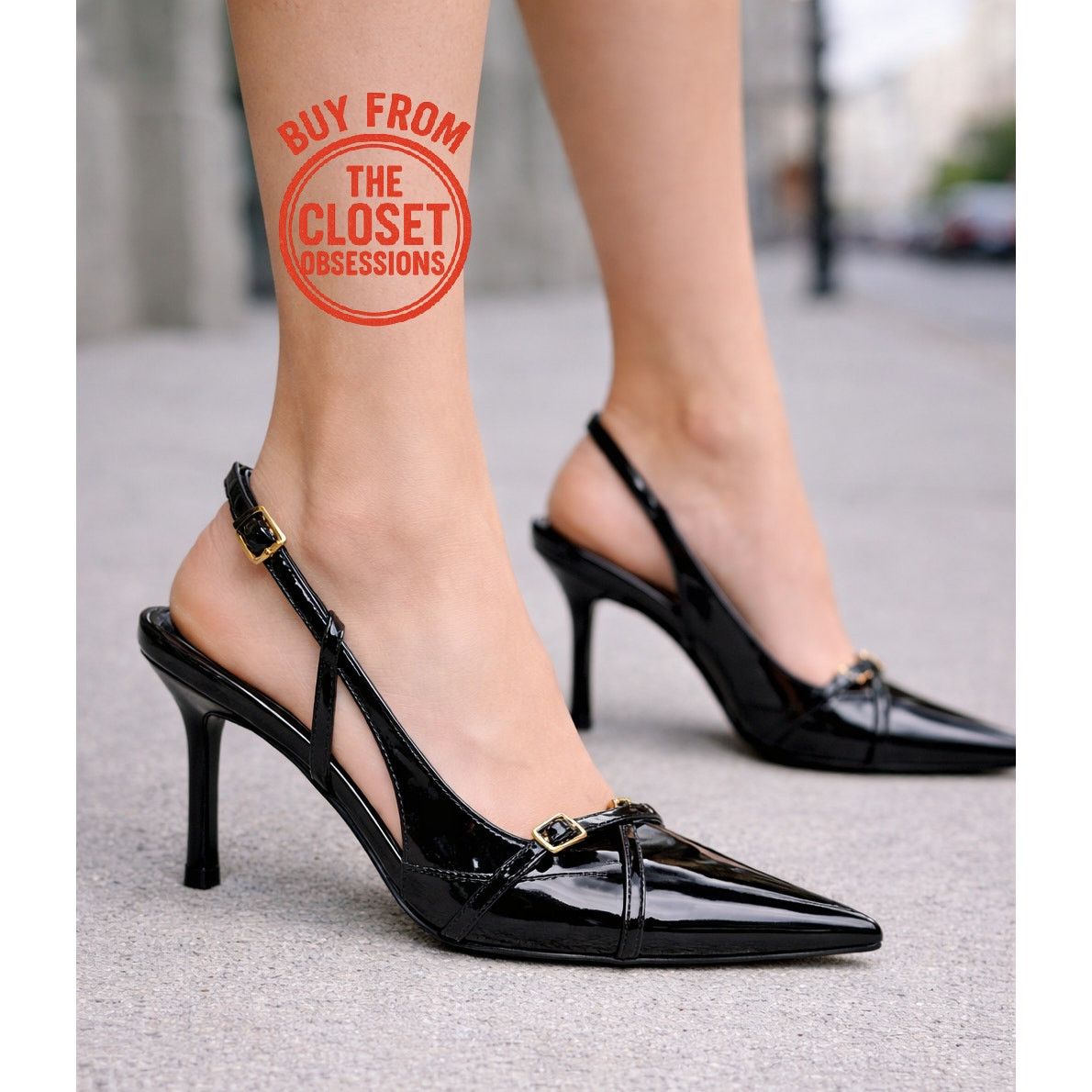 Zara Zara Black Pointed Toe Slingback Heels NWT Size US 7.5 / IT 37.5 - 5 Thumbnail