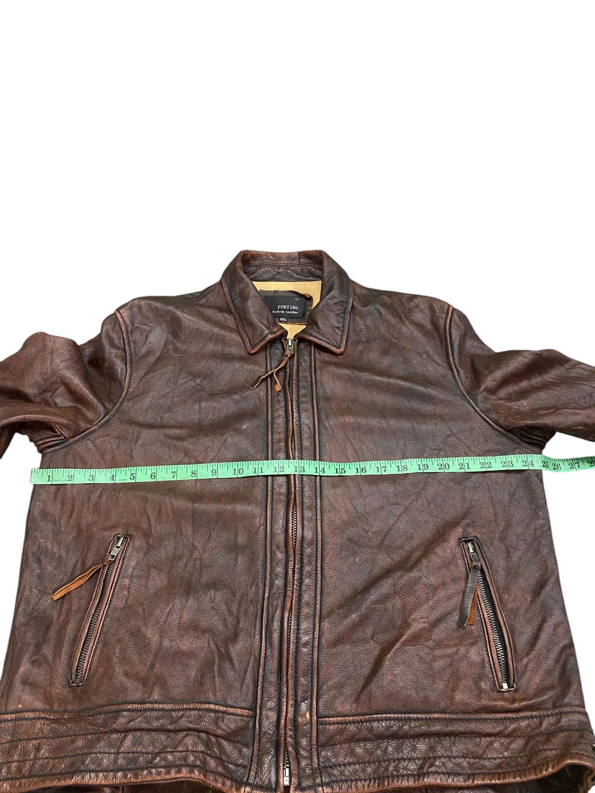 Genuine Leather × Leather Vintage Fortime Fashion Leather Zipper Jacket Size US XL / EU 56 / 4 - 13 Thumbnail