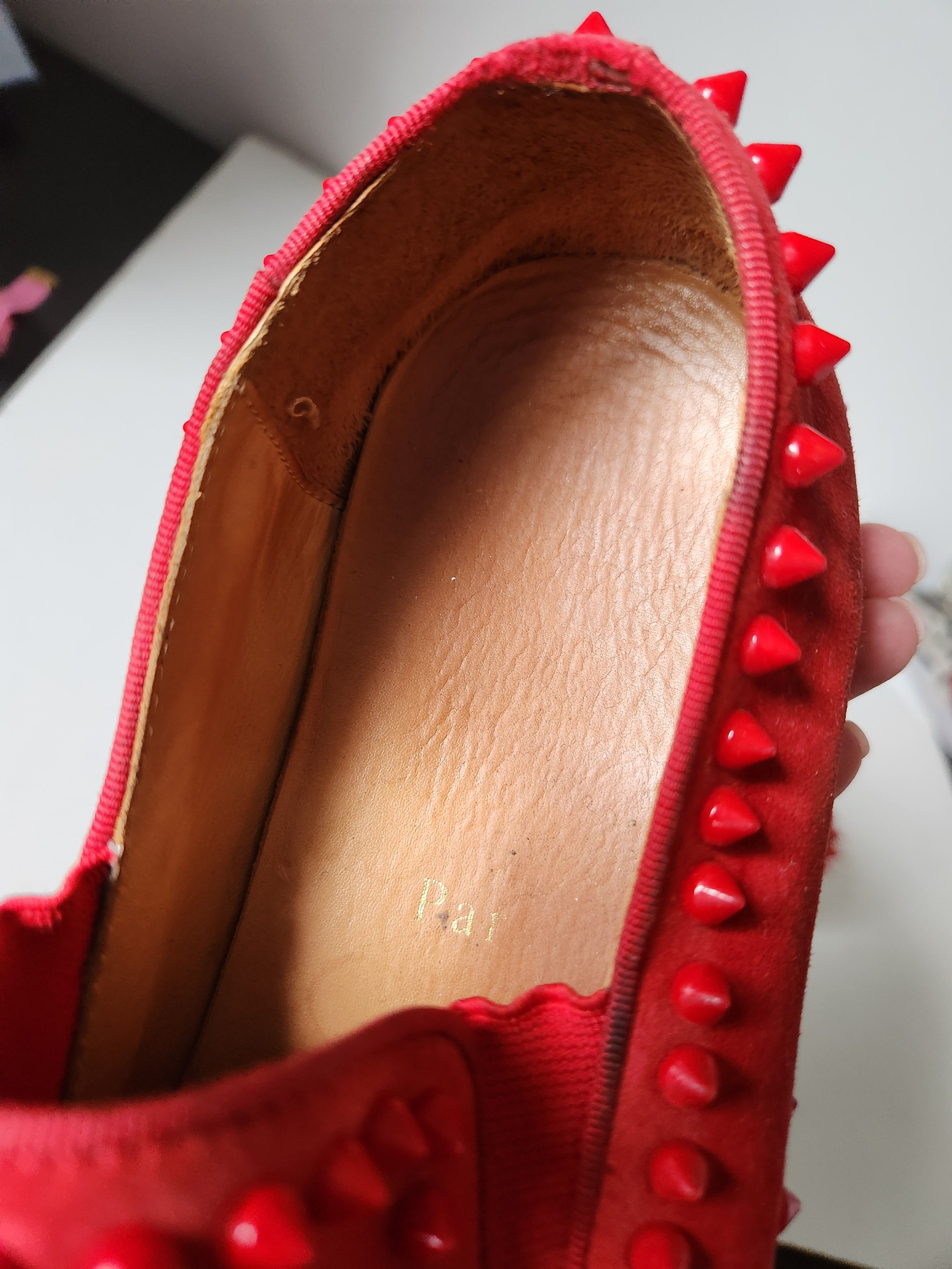 Christian Louboutin CHRISTIAN LOUBOUTIN | Pik Boat Mens Shoes Spike Slipons Red Size US 6.5 / EU 39-40 - 11 Thumbnail
