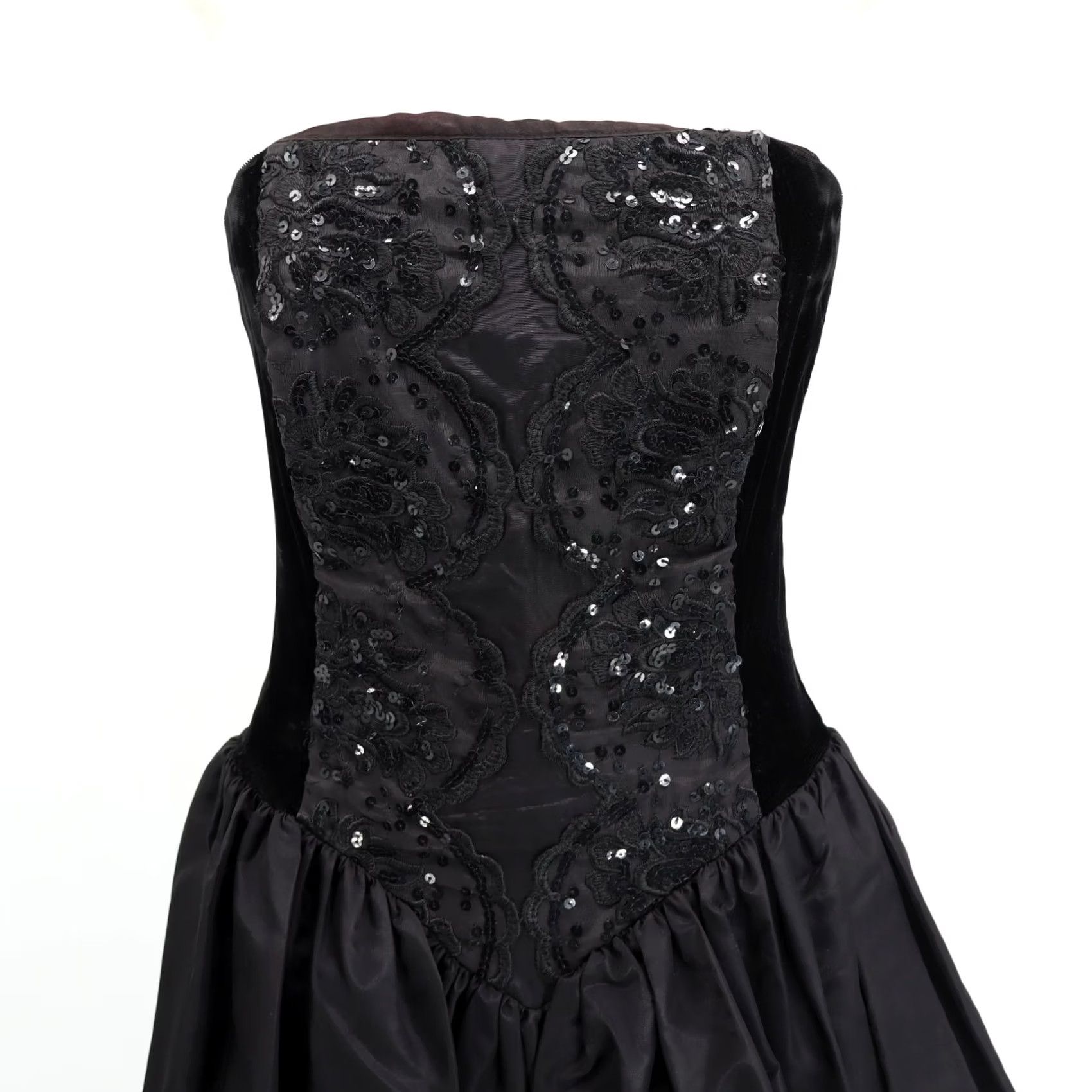 Vintage VINTAGE Gunne Sax Dress Prom Party Velvet Strapless Corset Knee Length Black Sz 5 Womens Size S / US 4 / IT 40 - 4 Thumbnail