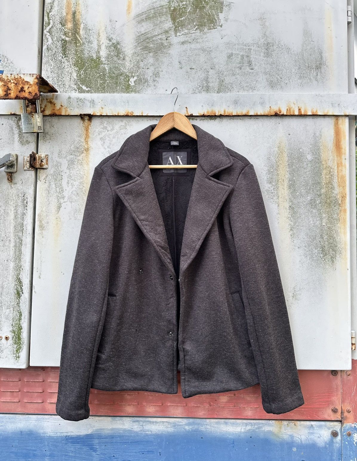 Armani Exchange Armani Exchange Fleece Lined Wool Double Breasted Jacket Size US M / EU 48-50 / 2 - 1 Thumbnail