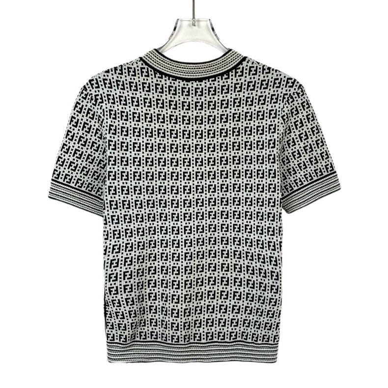 Fendi FENDI Black and White Monogram Printed Round Neck Short Sl Size XS / US 0-2 / IT 36-38 - 2 Thumbnail