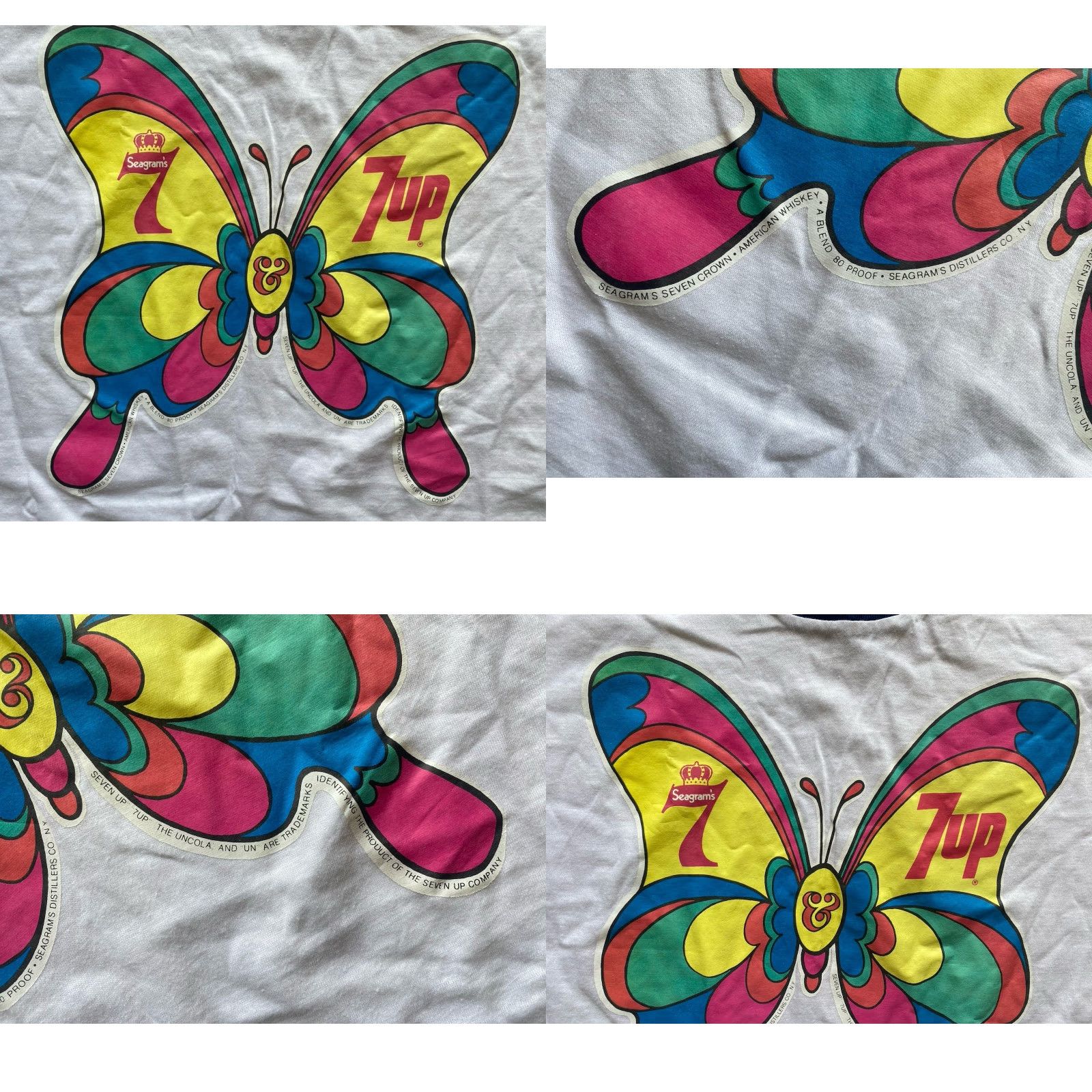 Vintage VINTAGE RARE Single Stitch T Shirt Butterfly Men M White 70s 80s 90s Peter Max John Alcorn 7up Mens Size US M / EU 48-50 / 2 - 8 Thumbnail