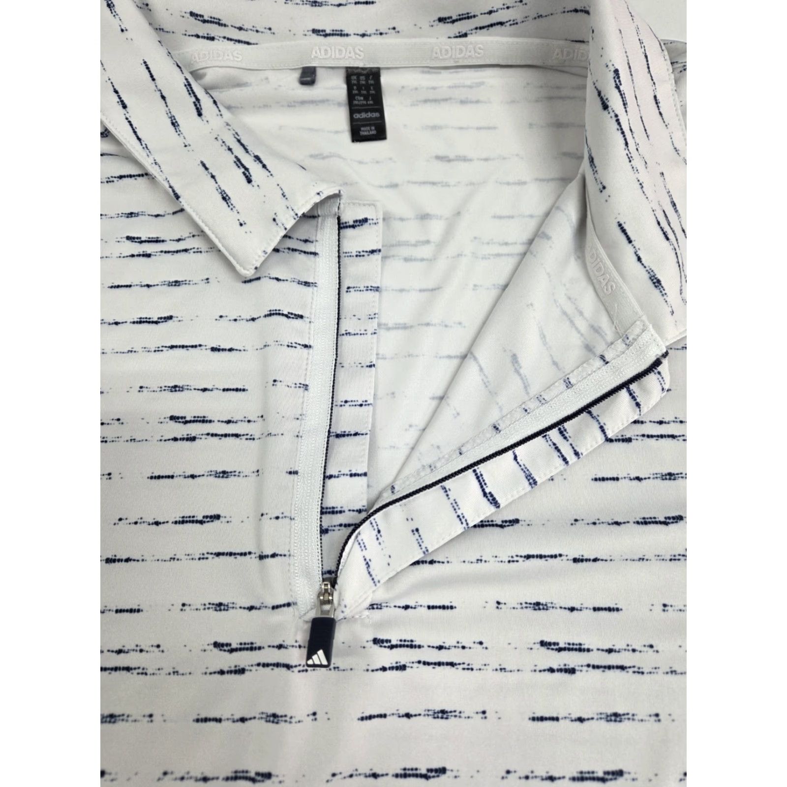 Adidas Adidas Polo Shirt 1/4 Zip Short Sleeve White/Blue Striped 2XL Men Big & Tall Shirt Mens Logo Zip Tailored Relaxed Fit Size US XXL / EU 58 / 5 - 4 Thumbnail