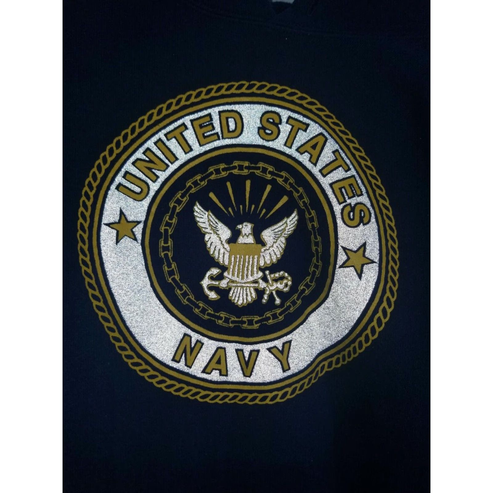 Soffe VINTAGE United States NAVY Hoodie Soffee Tag Made in USA Sz L Cropped Size US L / EU 52-54 / 3 - 4 Thumbnail