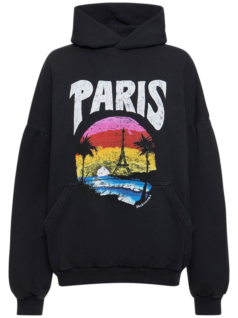 24PF new/BALENCIAGA パリリバティパーカー Hoodie Black Paris Liberty Hoodie Oversized in Black | Balenciaga US