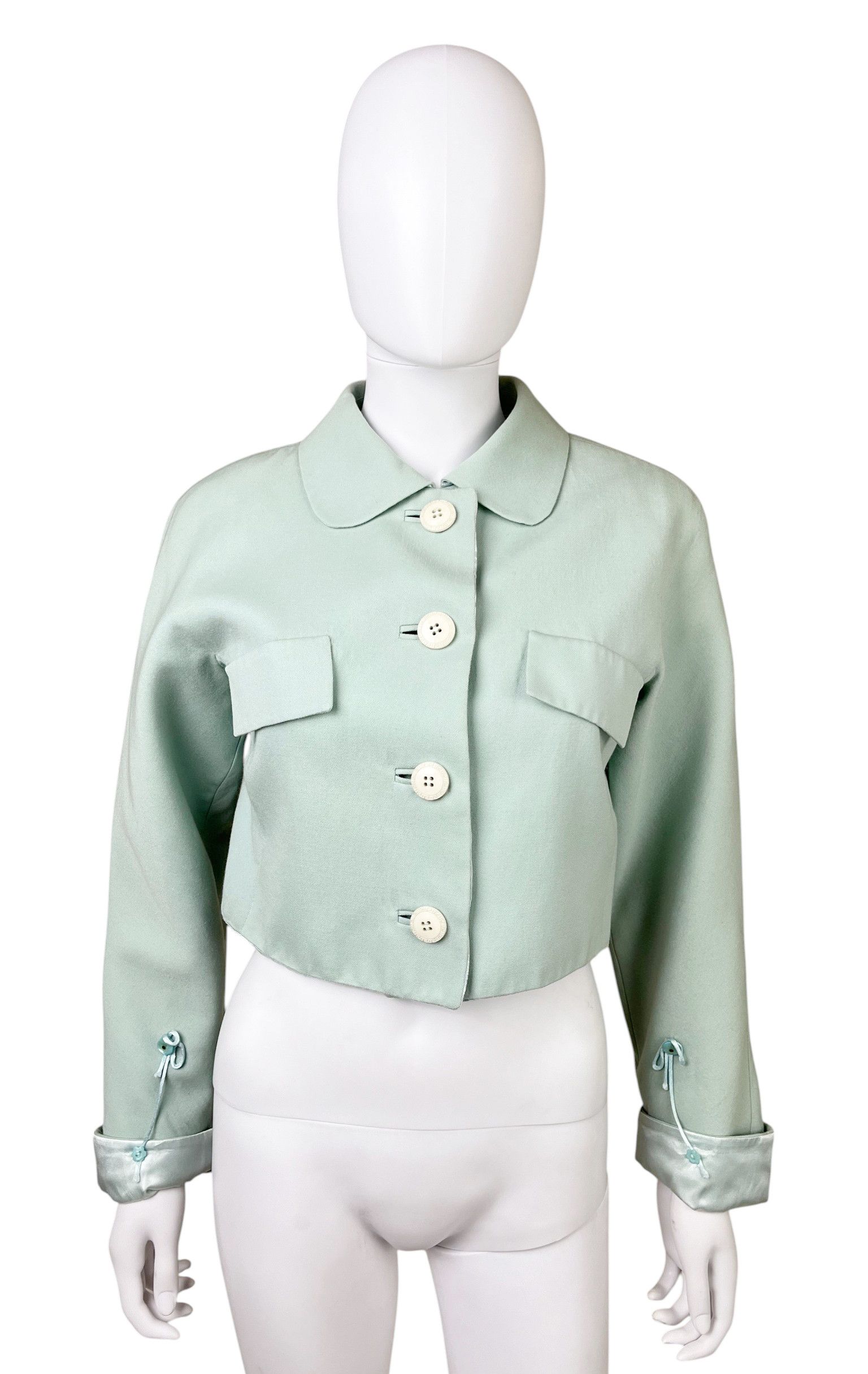 Versace by Gianni 1990's Cropped Aqua Green Blazer Size S / US 4 / IT 40 - 1 Thumbnail