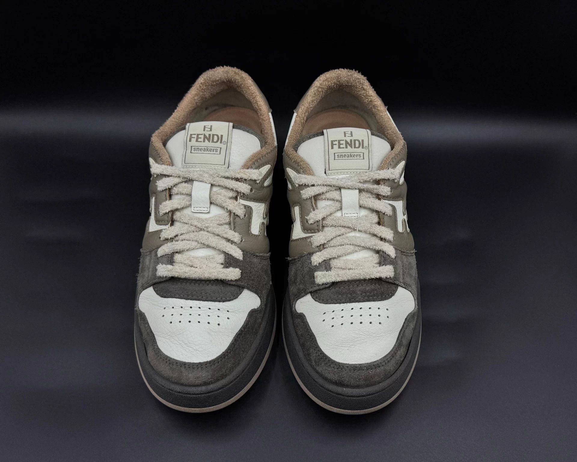 Fendi FENDI men's low-top lace-up gray white sneakers Size US 8 / EU 41 - 2 Thumbnail