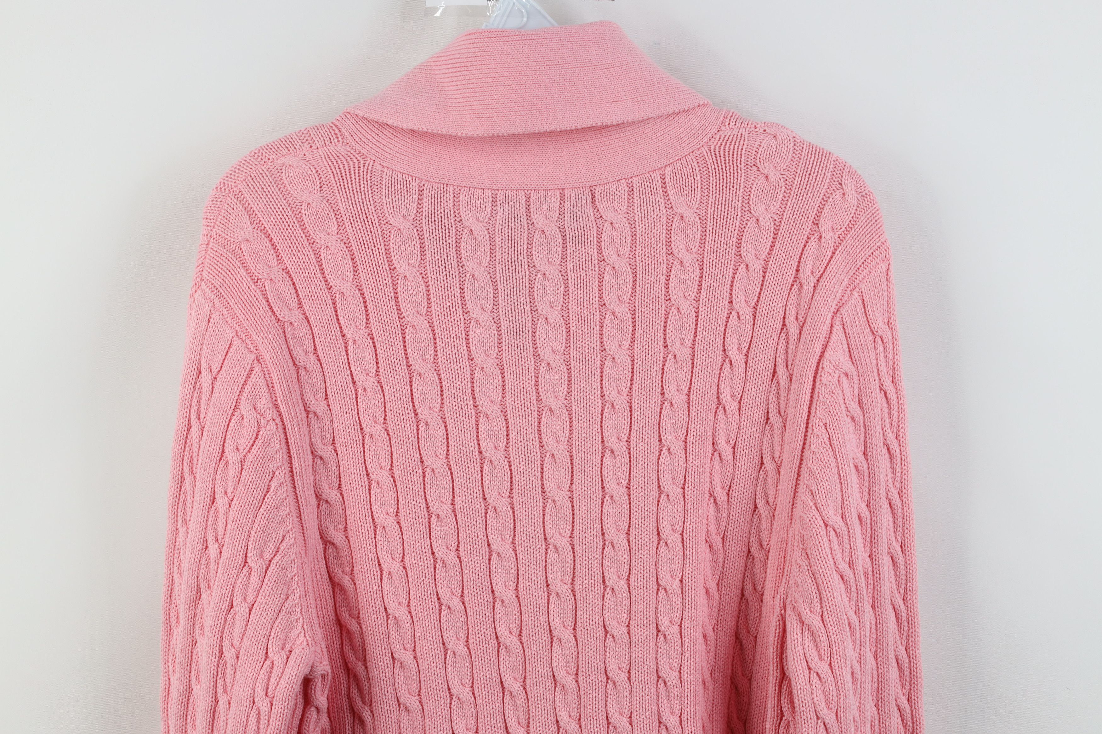 Polo Ralph Lauren Vintage 90s Ralph Lauren Cotton Cable Knit Shawl Sweater Size L / US 10 / IT 46 - 11 Thumbnail