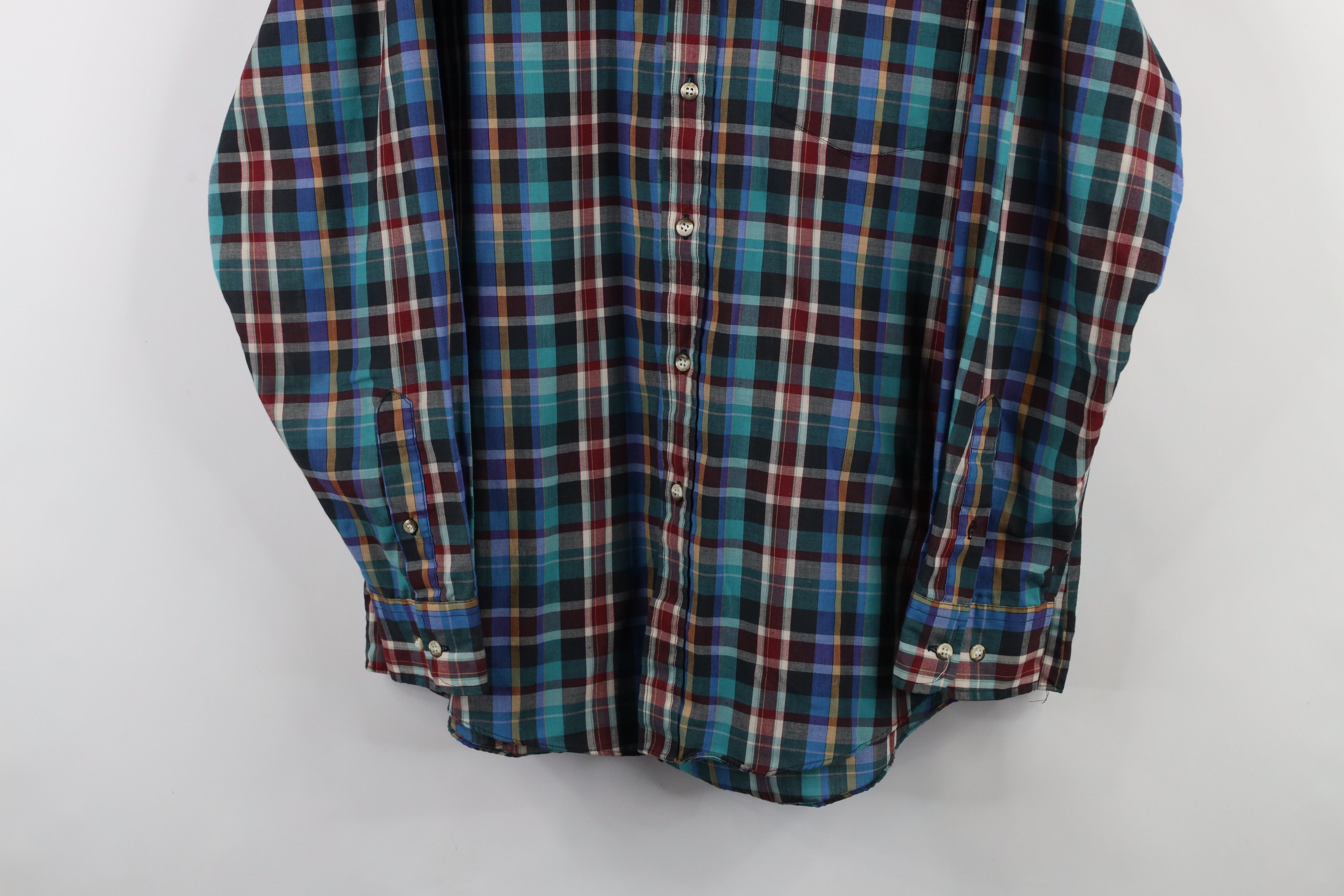Vintage Vintage 90s Streetwear Faded Rainbow Plaid Button Down Shirt Size US L / EU 52-54 / 3 - 3 Thumbnail
