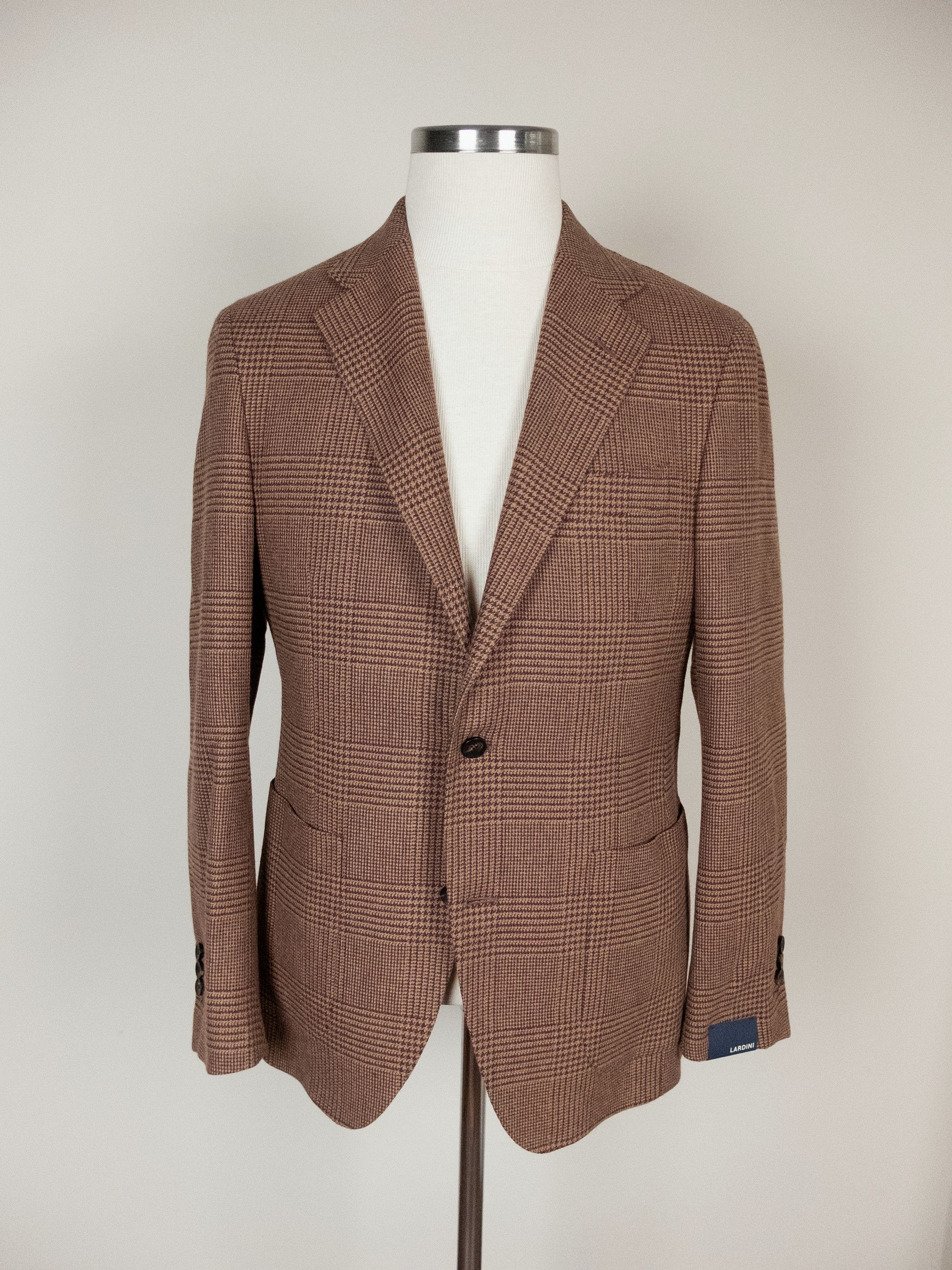 LARDINI brown glen check wool sportscoat jacket Size 38 US