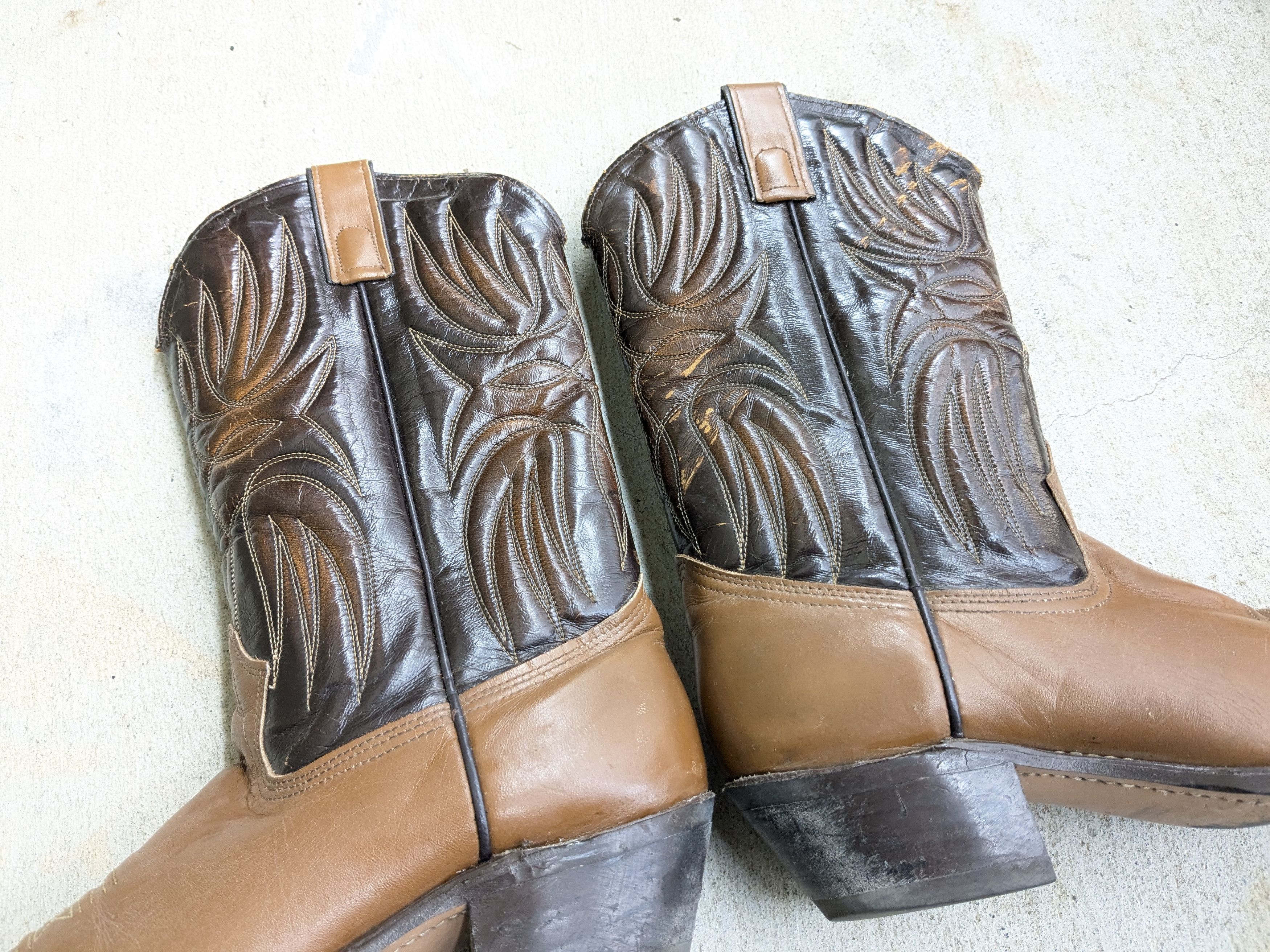 Genuine Leather Texas Cowboy Boots Brown Tan 9.5 D Leather Tan Size US 9.5 / EU 42-43 - 9 Thumbnail