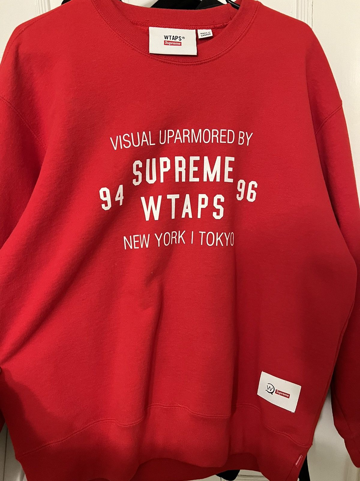 image of Supreme Wtaps Collaboration Sweatshirt M in Red, Men's (Size Medium)