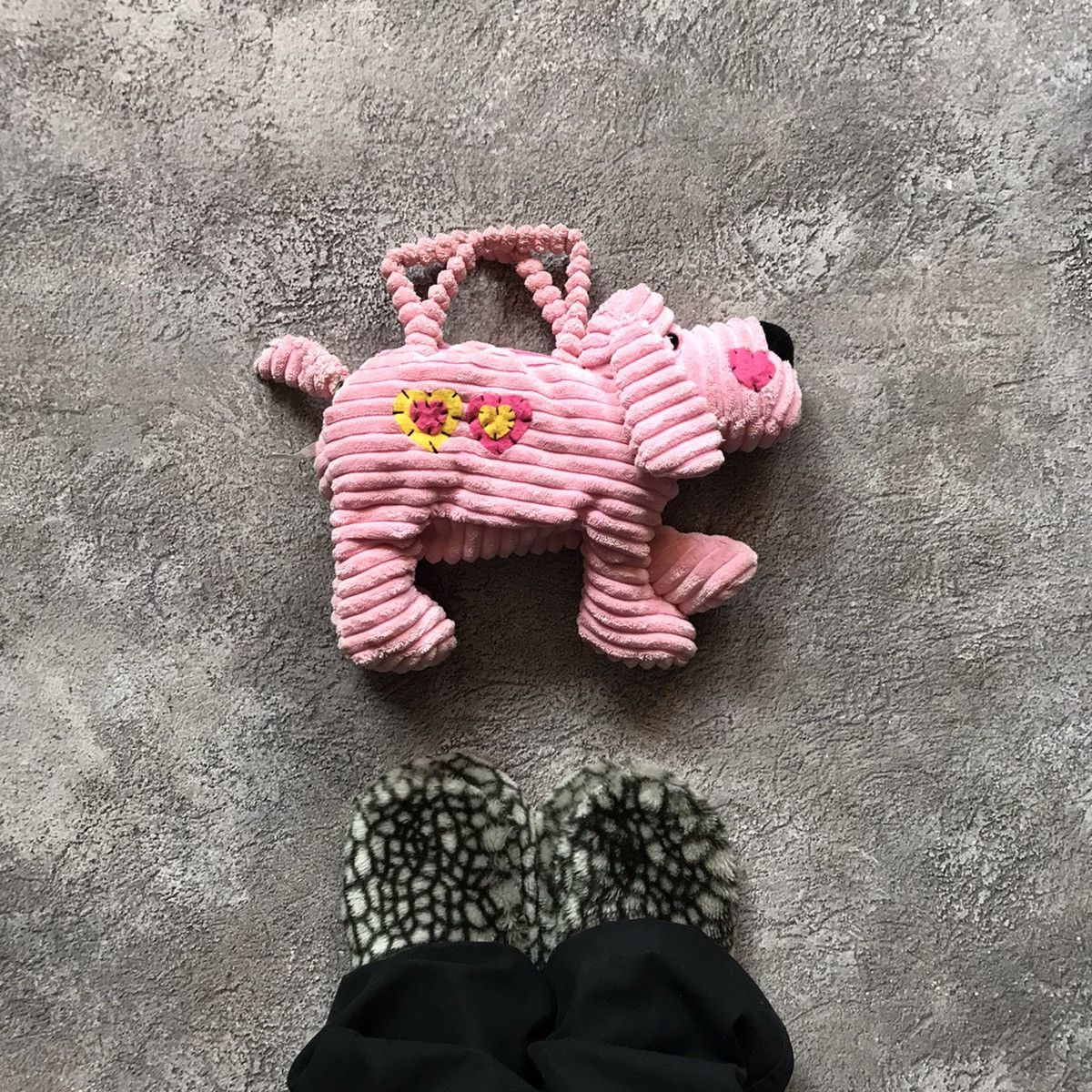 Vintage Vintage Y2K Pink Striped Dog Plush Backpack Toy Streetwear O Size ONE SIZE - 1 Thumbnail