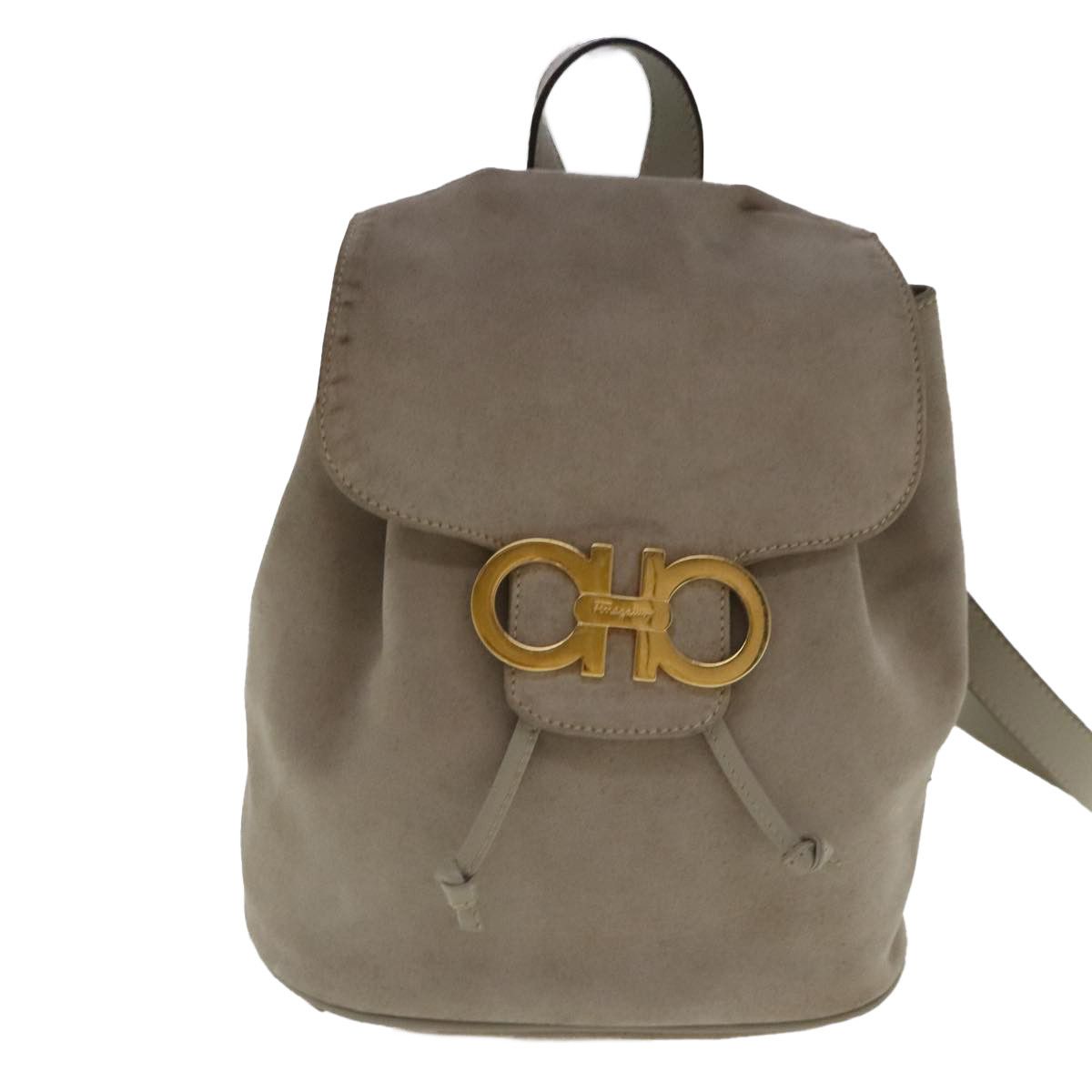 Salvatore Ferragamo Gancini Beige Suede Backpack Bag (Pre-Owned) Size ONE SIZE - 1 Thumbnail
