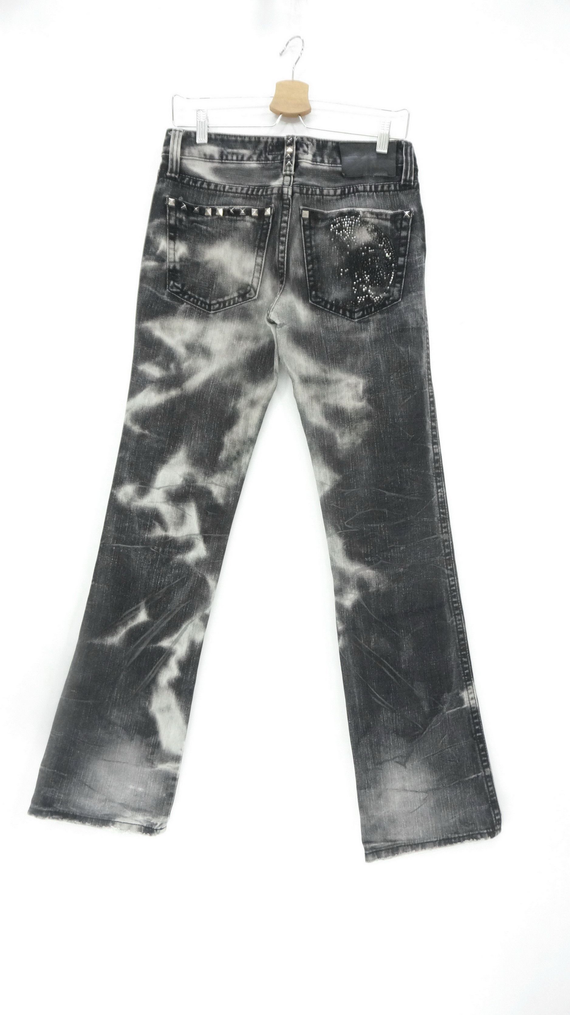Japanese Brand XFRM Acid Wash Punk Skull Beads and Studded Jeans Size US 29 - 1 Thumbnail