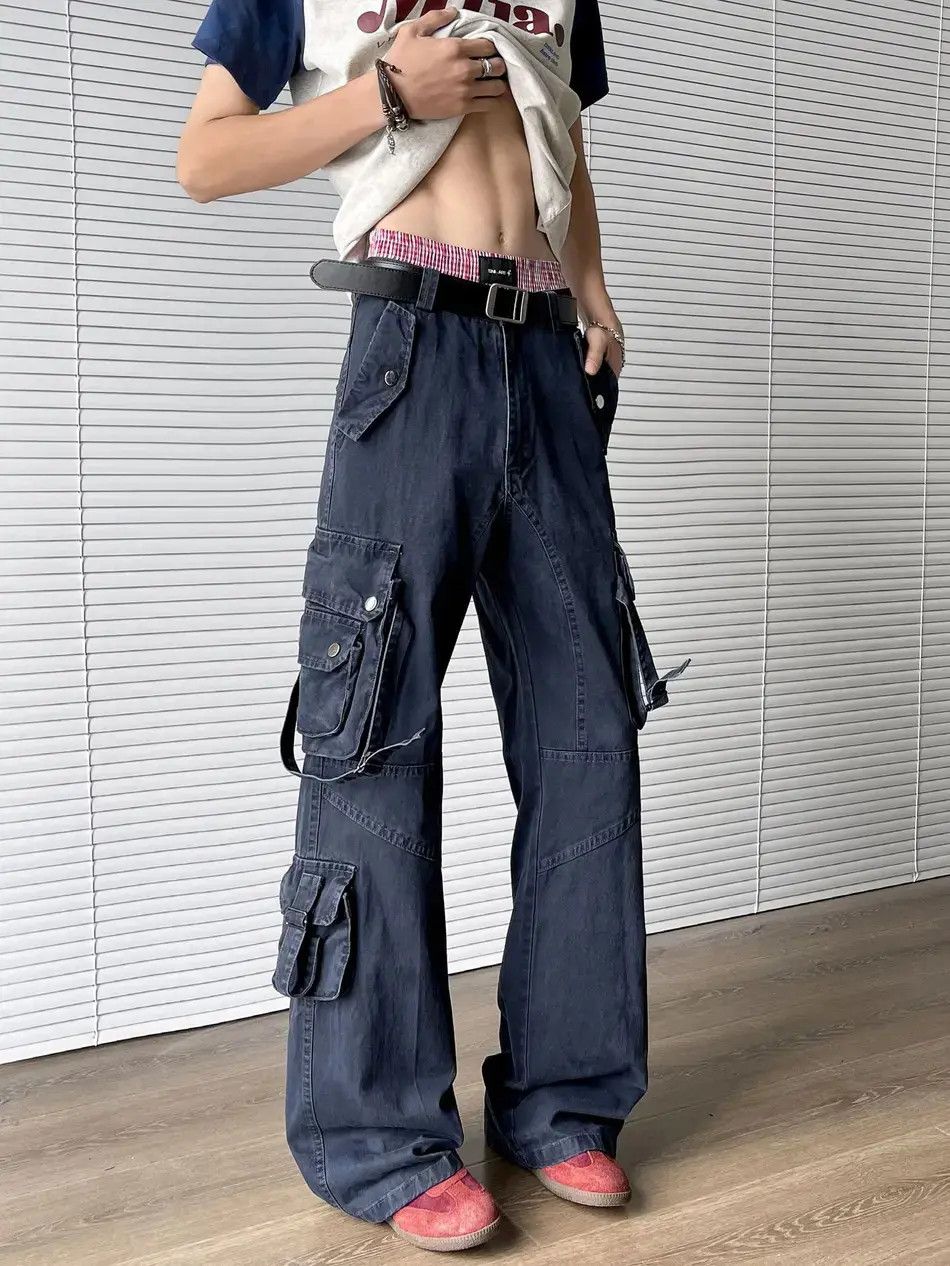 Japanese Brand Retro loose wide leg straight leg pocket jeans Size US 32 / EU 48 - 4 Thumbnail