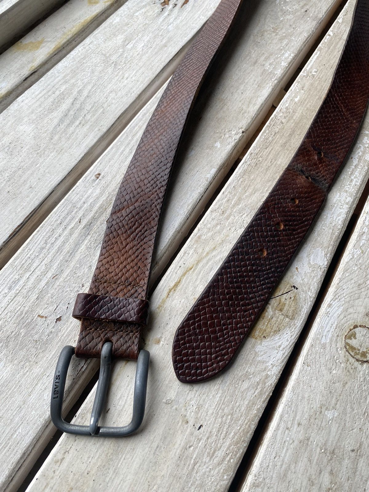 Levi's × Levi's Vintage Clothing × Vintage Cowboy 90s Levi’s Leather Black Belt Made In Italy Size ONE SIZE - 3 Thumbnail