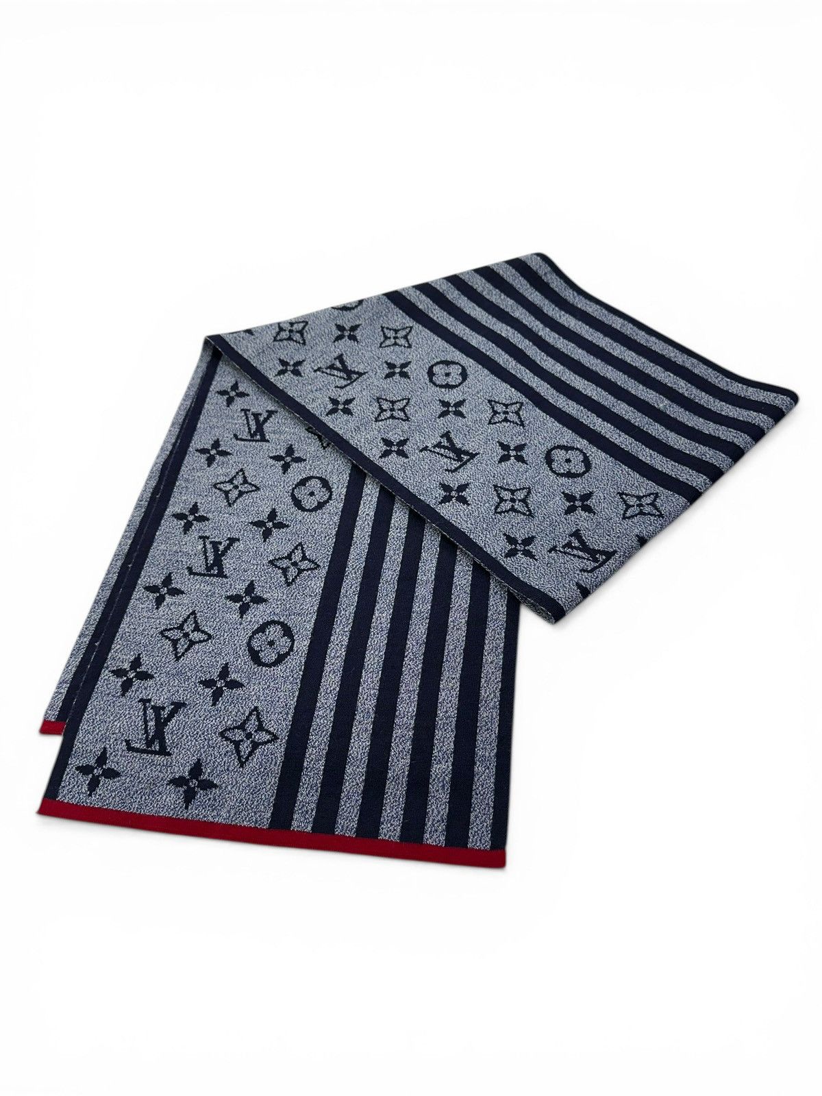 Louis Vuitton Louis Vuitton M76025 Scarf Monogram Stripe Blue Marine Size ONE SIZE - 5 Thumbnail