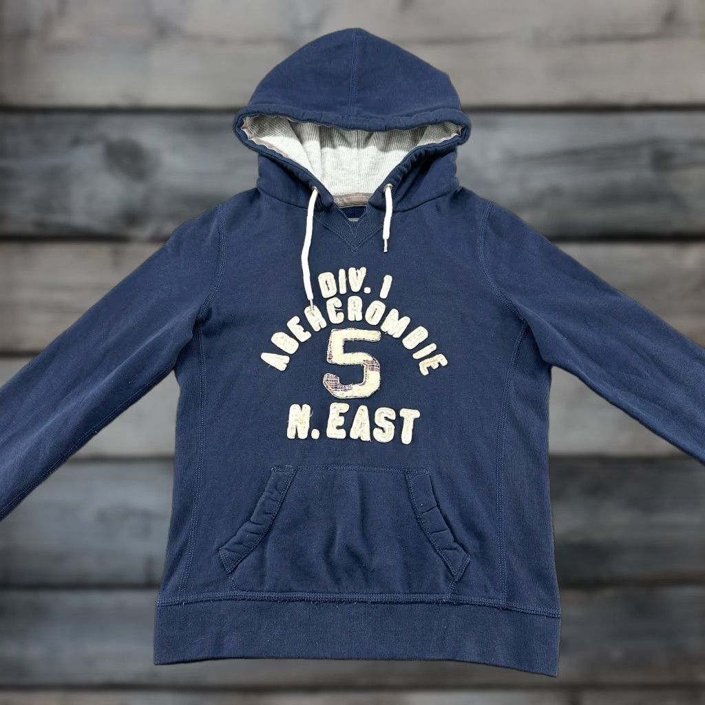 Abercrombie & Fitch VINTAGE Abercrombie Hoodie Womens M Blue Navy Pullover Spellout Div 1 N East Y2K Size M / US 6-8 / IT 42-44 - 1 Thumbnail