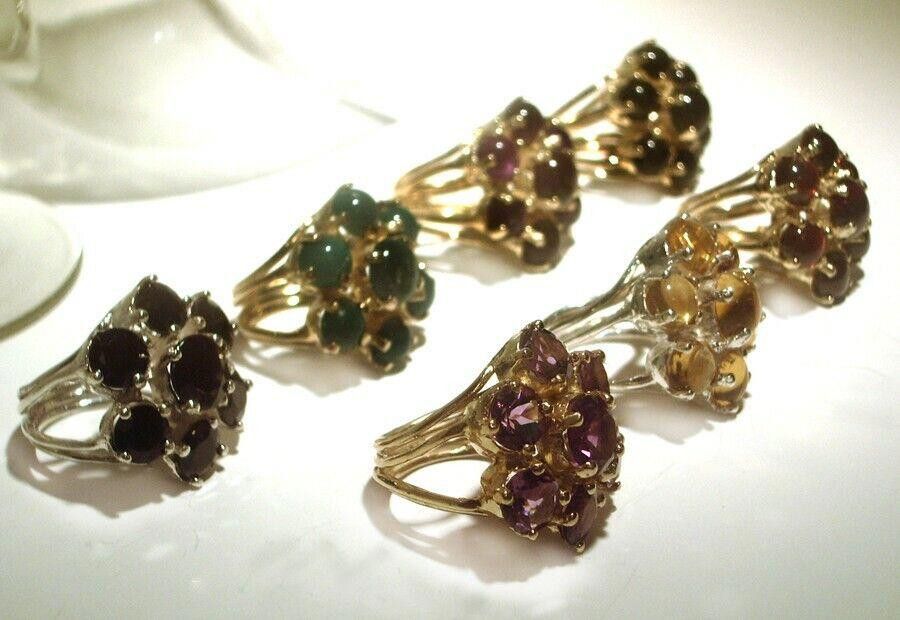 Handmade Sterling 18kt Gold Vermeil Cocktail Ring Black Onyx Cabochon Size ONE SIZE - 4 Thumbnail
