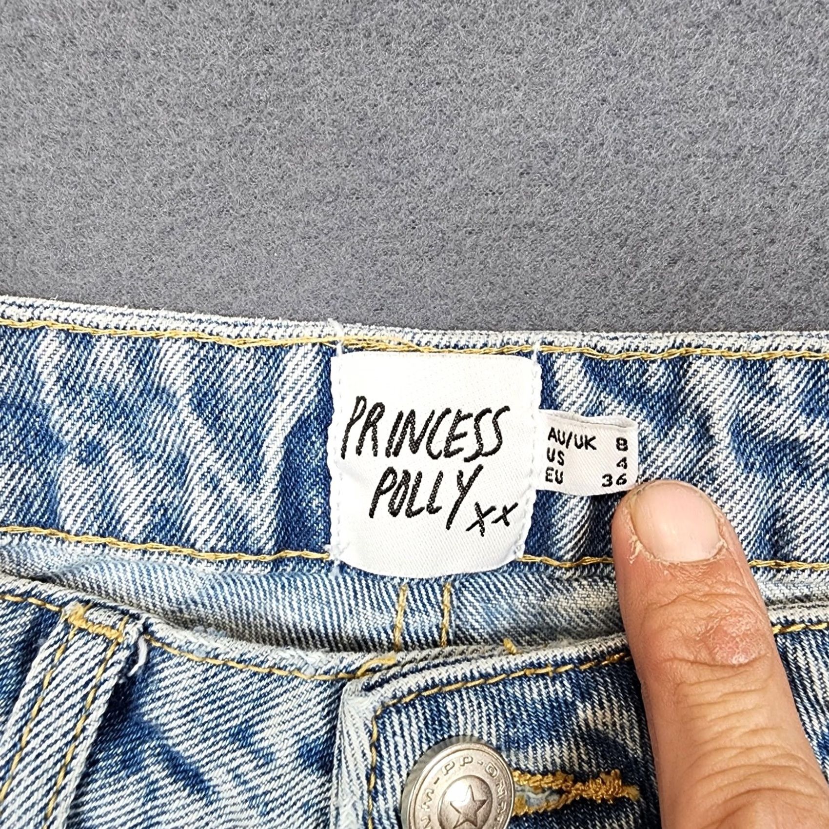 PRINCESS POLLY Princess Polly Womens Jeans Size 4 Blue Denim Light Wash Cotton High Rise Ankle Size 27" / US 4 / IT 40 - 3 Thumbnail