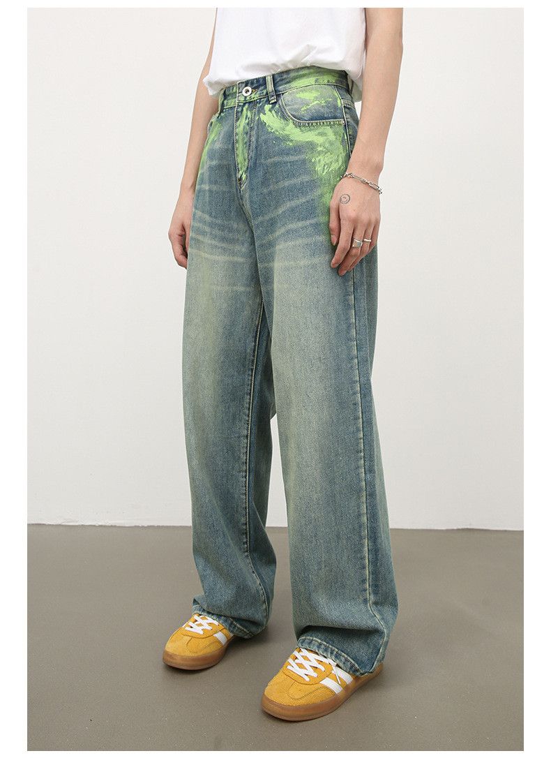 Japanese Brand × Jean Men's ink-splashed loose straight-leg wide-leg jeans Size US 32 / EU 48 - 3 Thumbnail