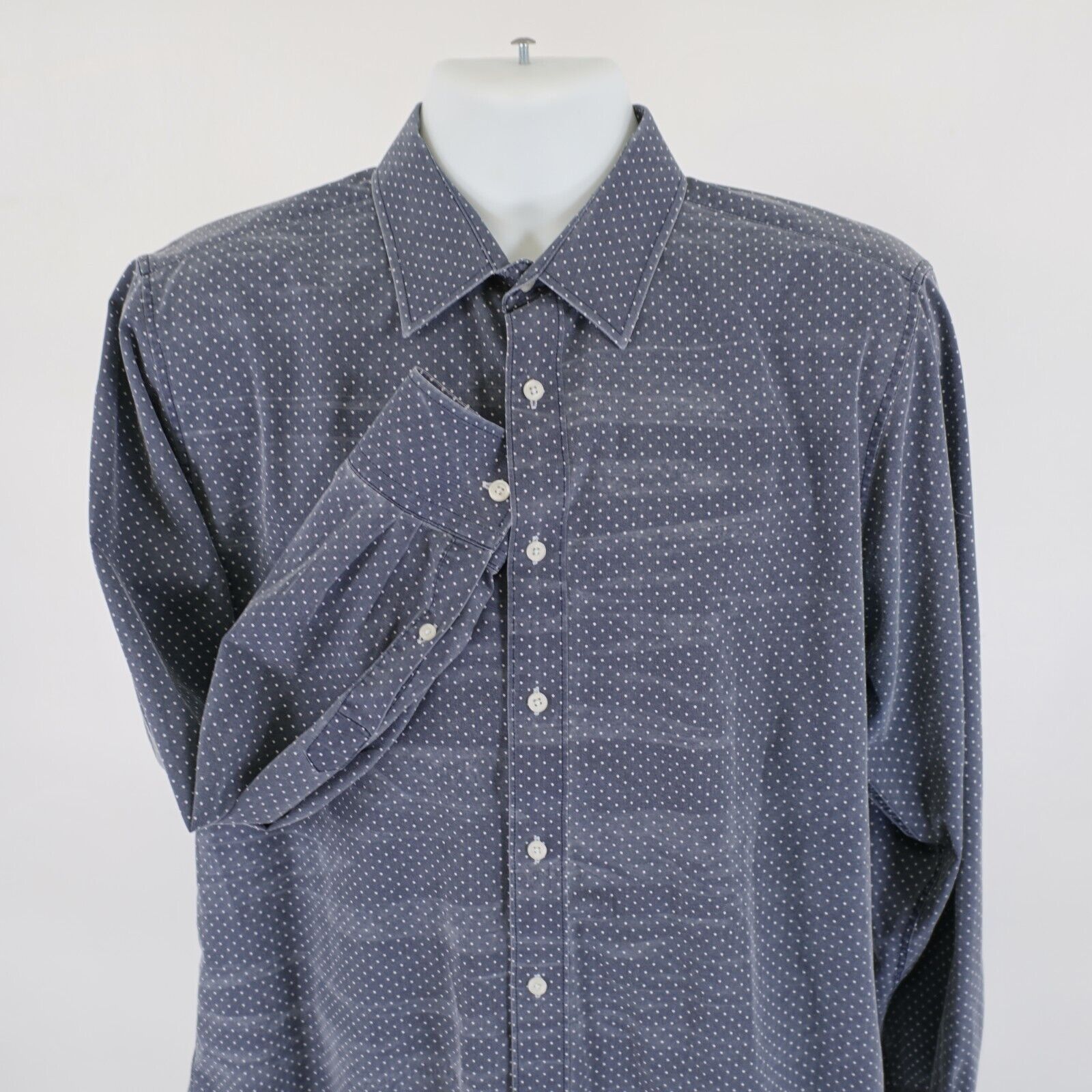 Designer DAMAGED Nick Graham Stretch Modern Fit Blue Polka Dot Large Size US L / EU 52-54 / 3 - 1 Thumbnail