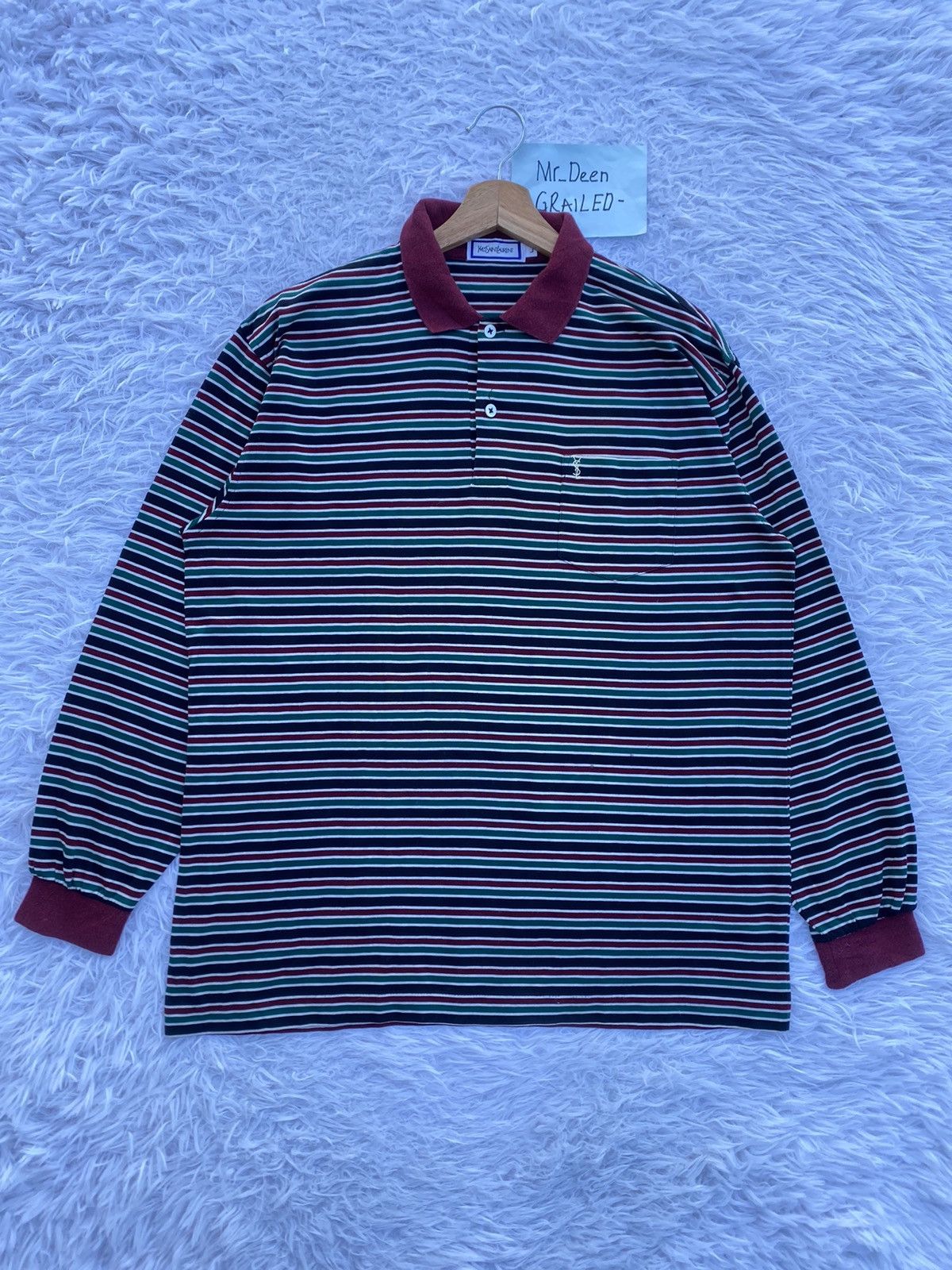 Rare Vintage Yves Saint Laurent YSL Striped Collar Shirt