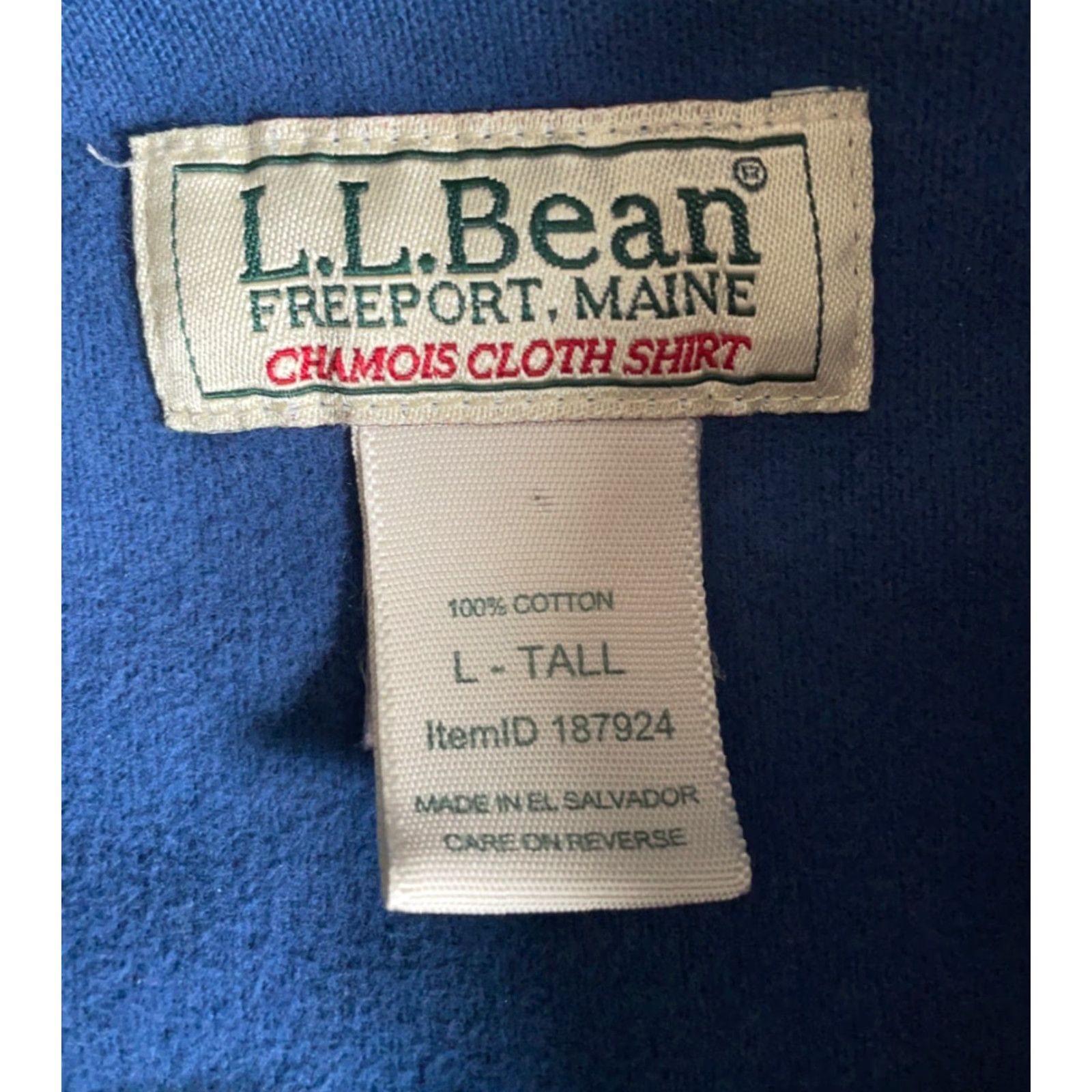 Vintage L.L. Bean Chamois Cloth Shirt Mens Large Tall Blue Heavyweight Flannel Workwear Button-Up Long Sleeve Cotton Size US L / EU 52-54 / 3 - 3 Thumbnail