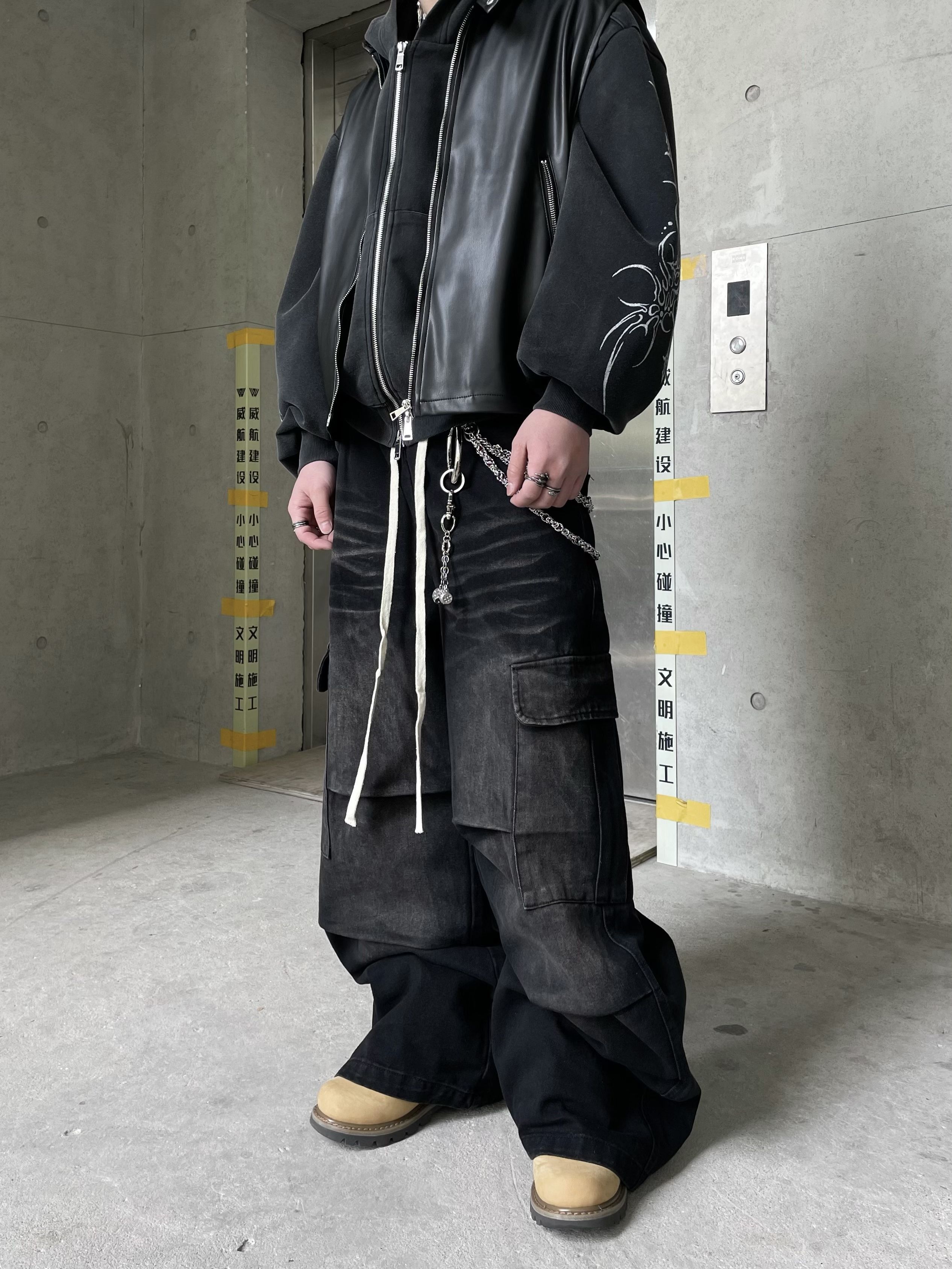 Baggy Cargo Wide Leg Multi Pocket Jeans