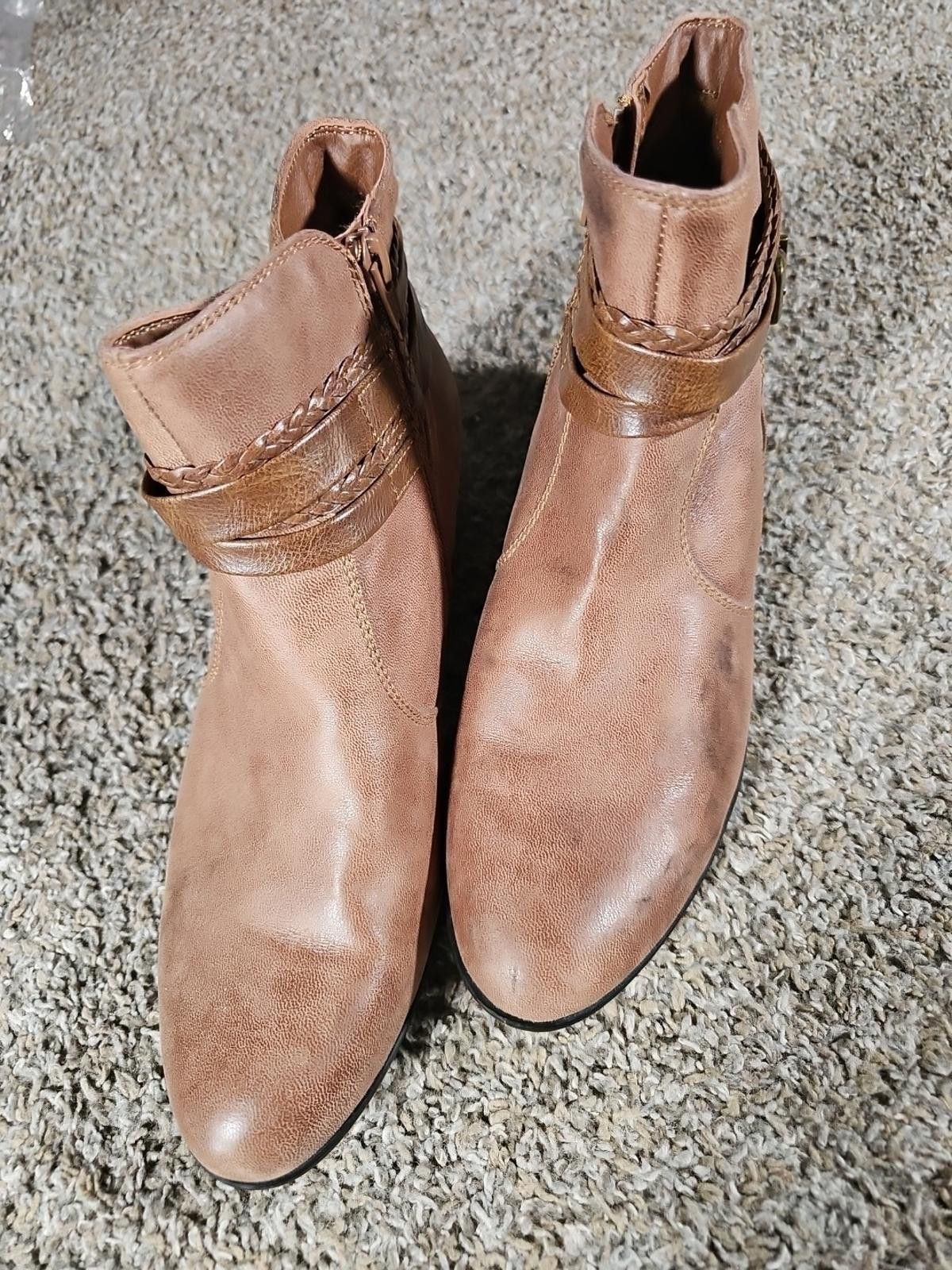 Araki Yuu Yuu Yůů Women's Ankle 10M Brown Faux Leather Block Heel Shoe Size US 10 / IT 40 - 3 Thumbnail
