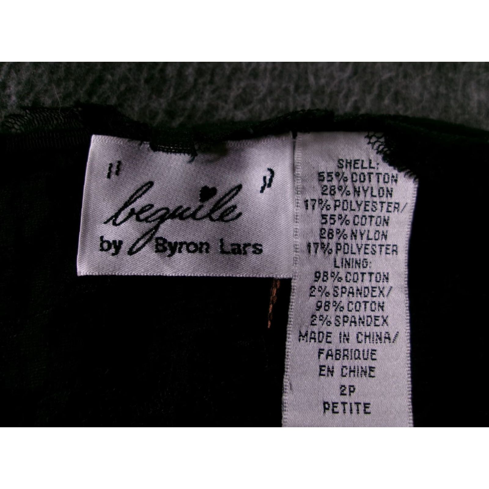 Vintage Beguile by Byron Lars Dress Womens 2P Petite Black Lace Sheath Ribbon Rosettes Size XS / US 0-2 / IT 36-38 - 7 Thumbnail