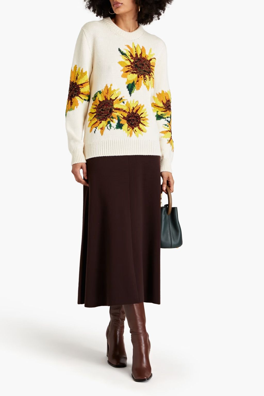 Dolce & Gabbana o1y0925 Floral-Print Sweater in Ivory Size XS / US 0-2 / IT 36-38 - 2 Thumbnail